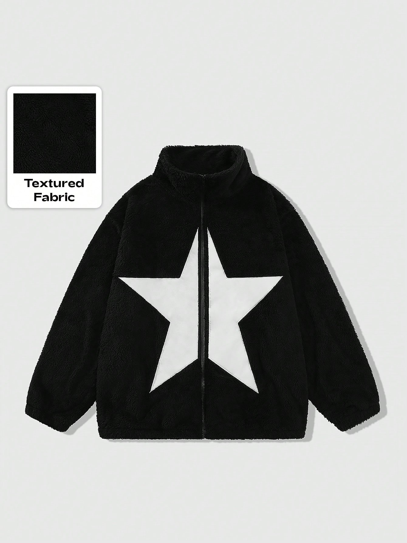 Street Life Men's Casual Contrast Color Stars Fleece Jacket, Autumn/Winter