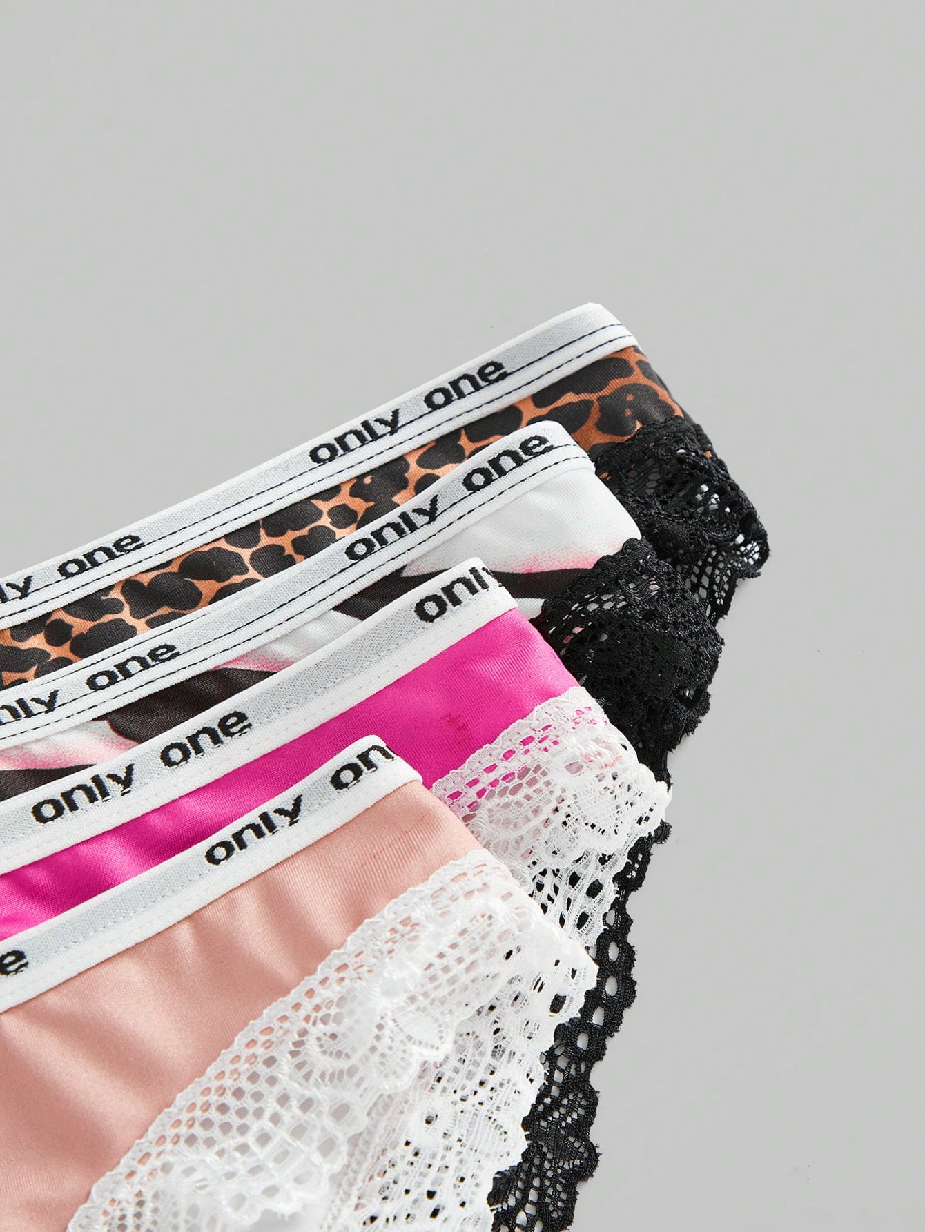 J-Fashion 4pcs/Set Y2K Harajuku Style Lace Panel Leopard & Zebra Print Underwear Set