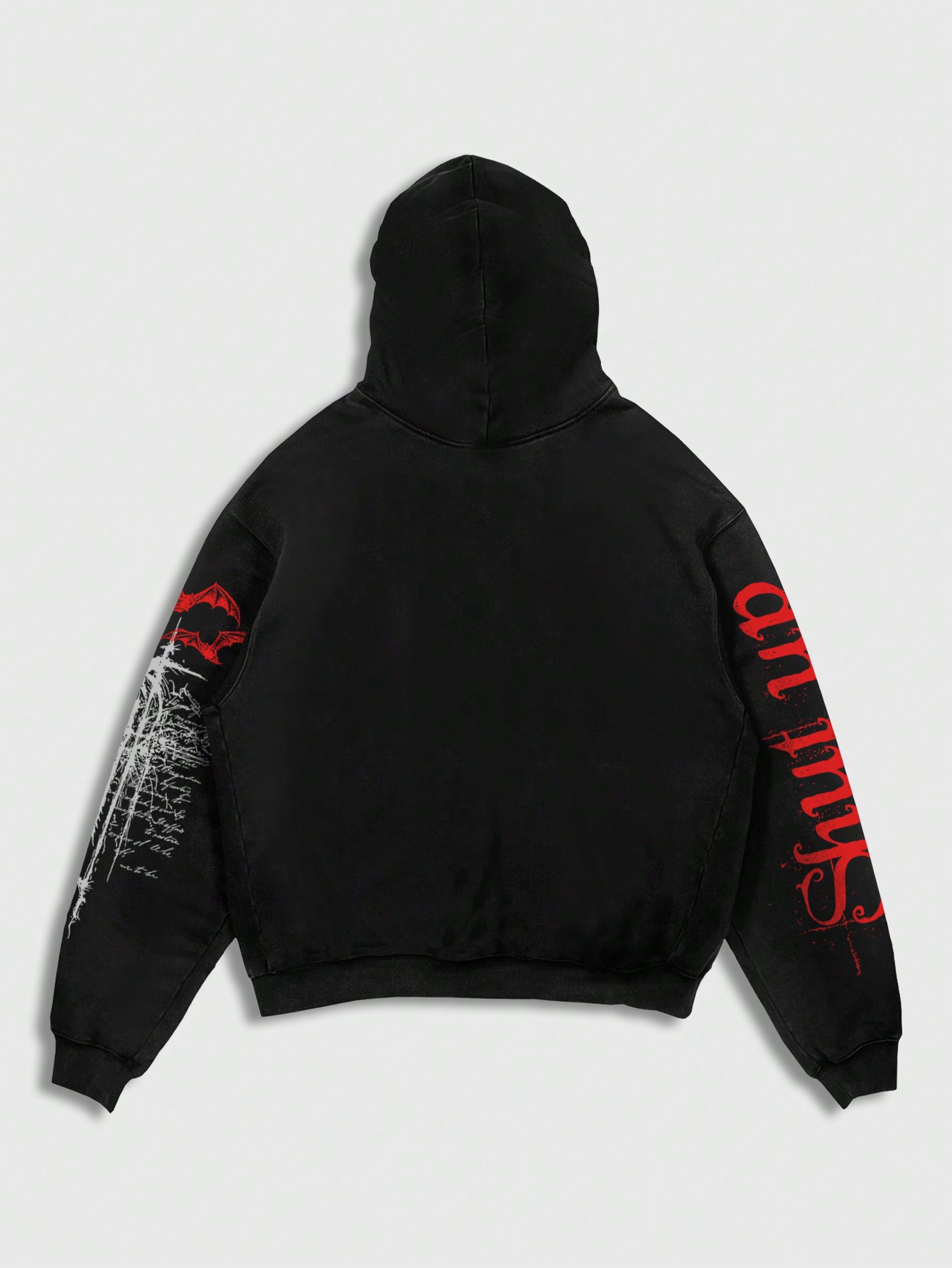 Goth Men Gothic Skull Graphic Drawstring Hooded Fleece Sweatshirt, Suitable For Autumn And Winter