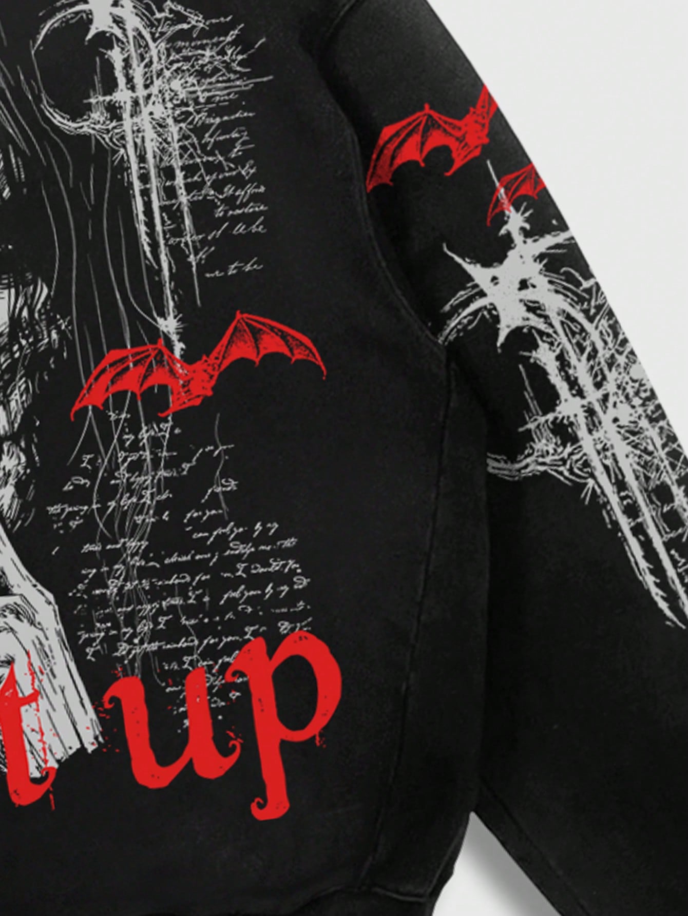 Goth Men Gothic Skull Graphic Drawstring Hooded Fleece Sweatshirt, Suitable For Autumn And Winter