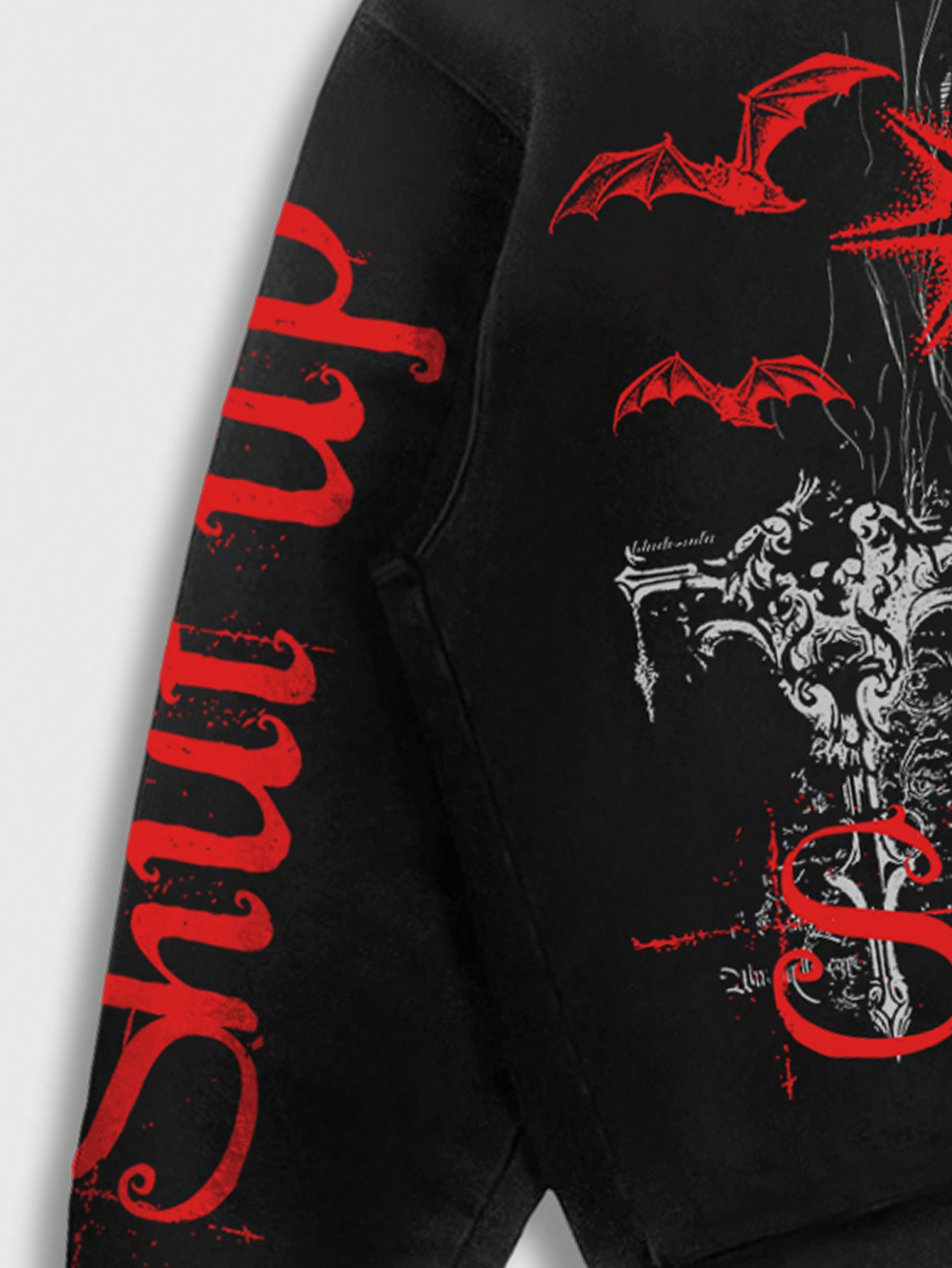 Goth Men Gothic Skull Graphic Drawstring Hooded Fleece Sweatshirt, Suitable For Autumn And Winter