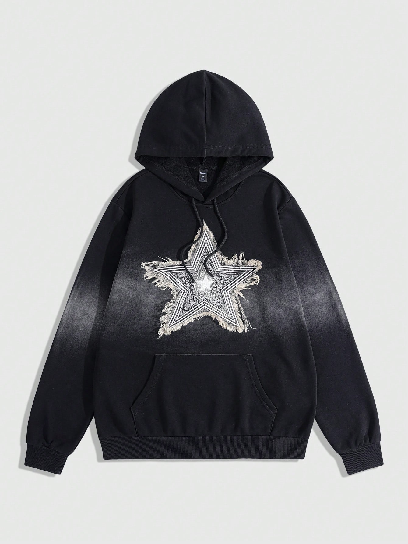 Street Life Men's Star Embroidery Simple Pocket Long Sleeve Casual Hoodie Sweatshirt