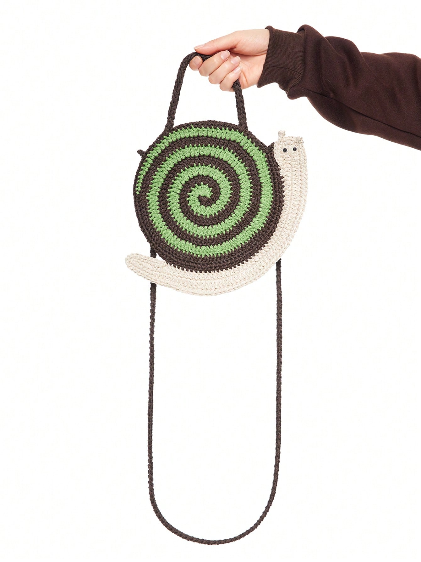 Fairycore 1pc Women's Handmade Crochet Snail Tote Bag, Detachable Shoulder Strap