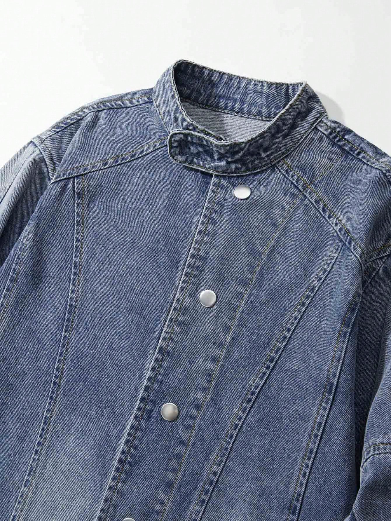 Street Life Men's Front Button Long Sleeve Simple Casual Denim Jacket