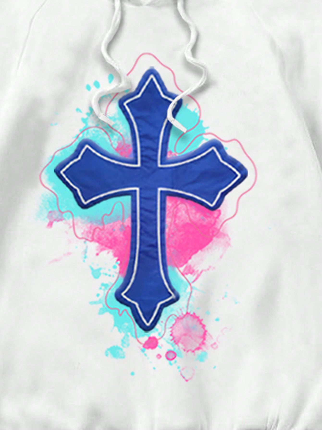 Street Life 1pc Men's Cross Embroidery Daily T-Shirt, Suitable For Autumn/Winter