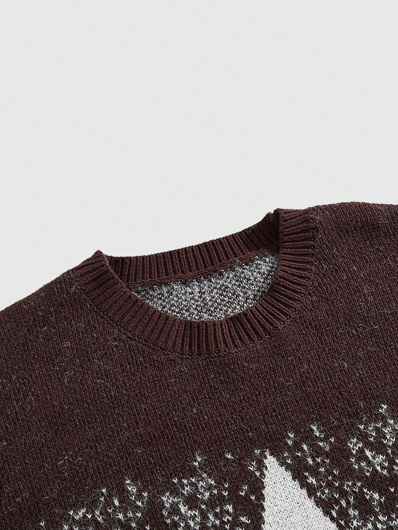Men's Casual Round Neck Gradient Star Pattern Sweater, Autumn/Winter