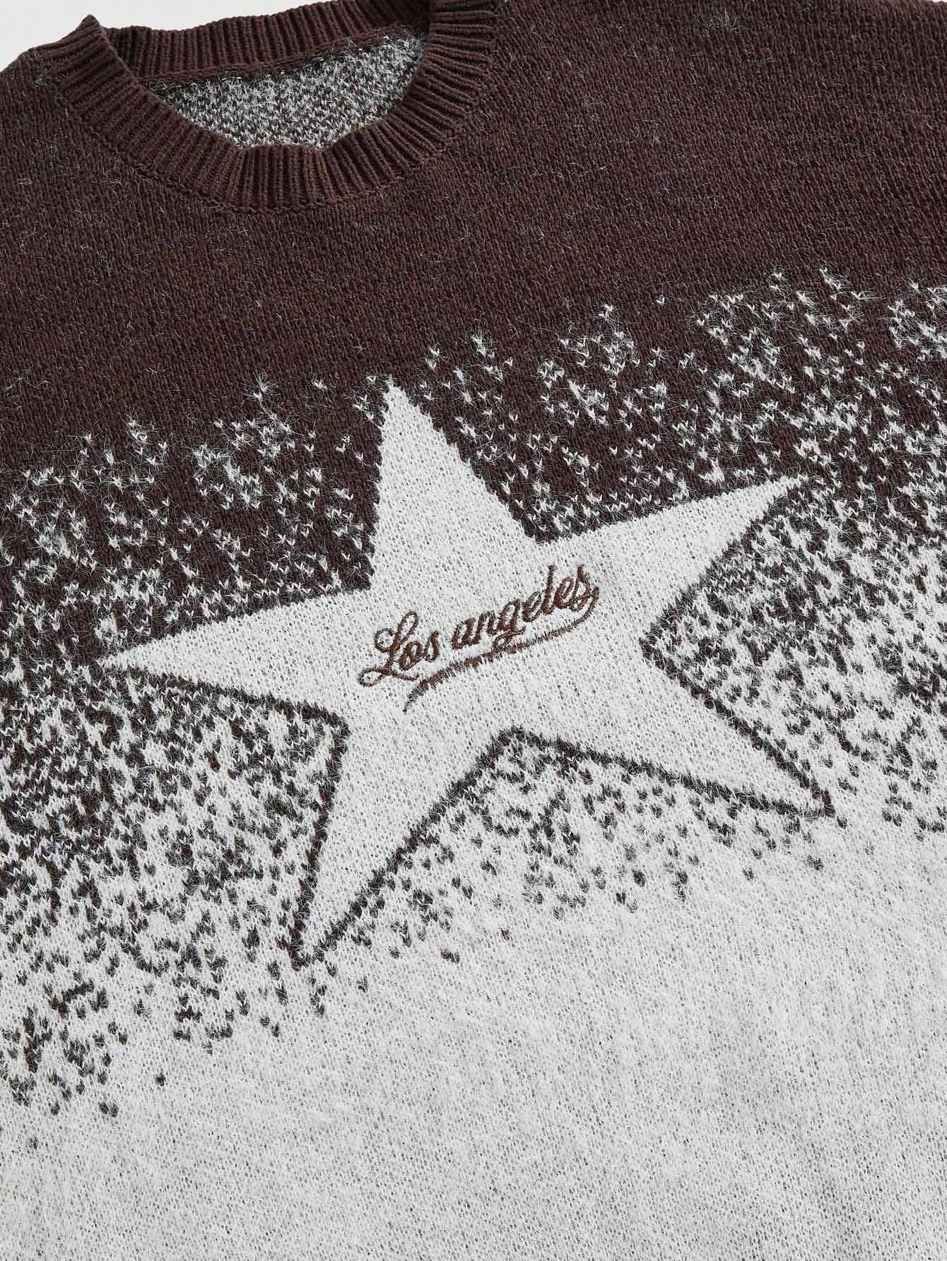 Men's Casual Round Neck Gradient Star Pattern Sweater, Autumn/Winter
