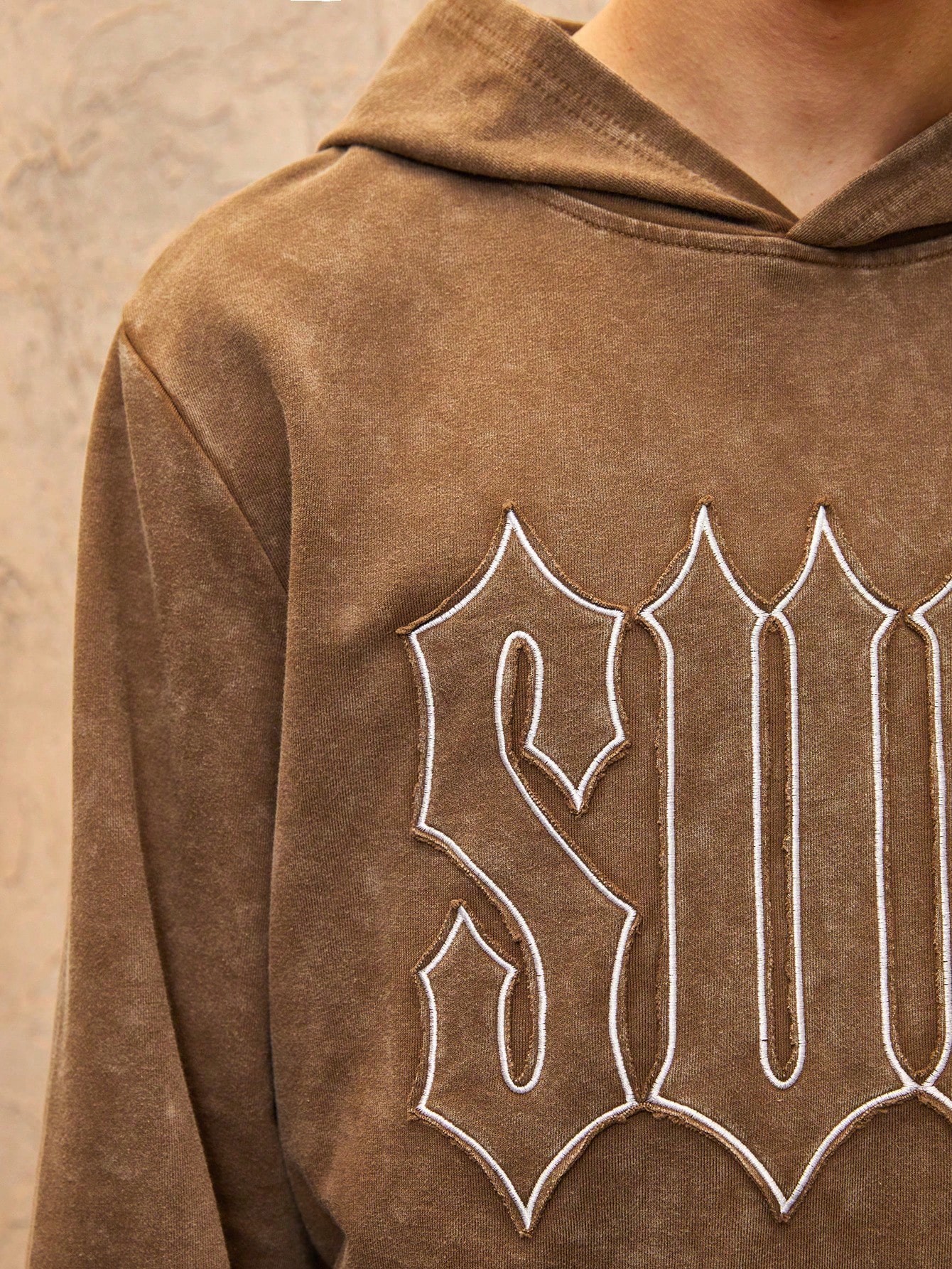 Grunge Punk Snowflake & Letter Applique Casual Hooded Sweatshirt