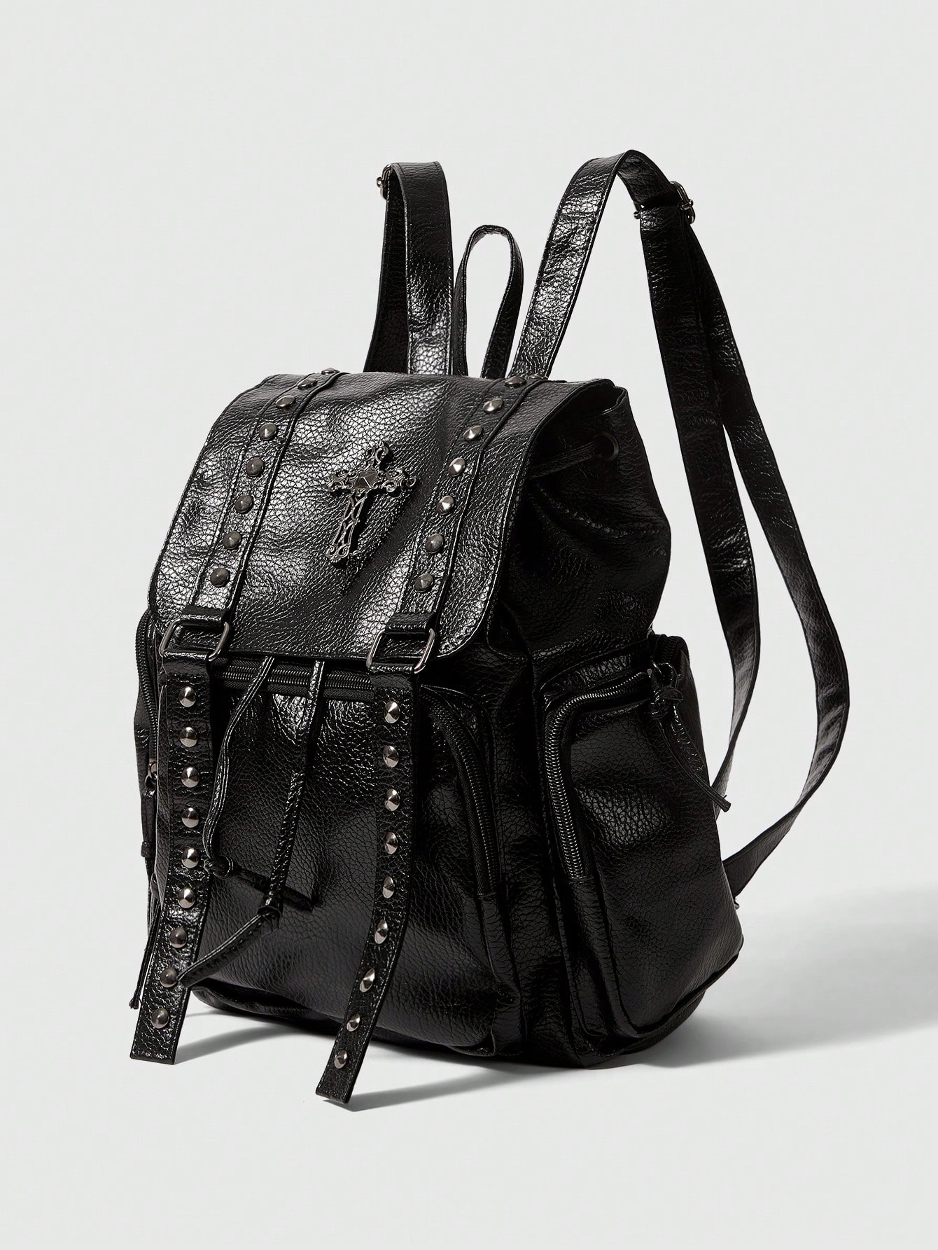 Goth Fashionable Rivet Punk Style PU Leather Backpack