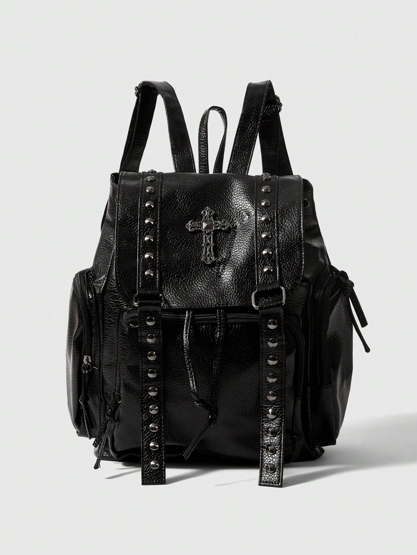 Goth Fashionable Rivet Punk Style PU Leather Backpack