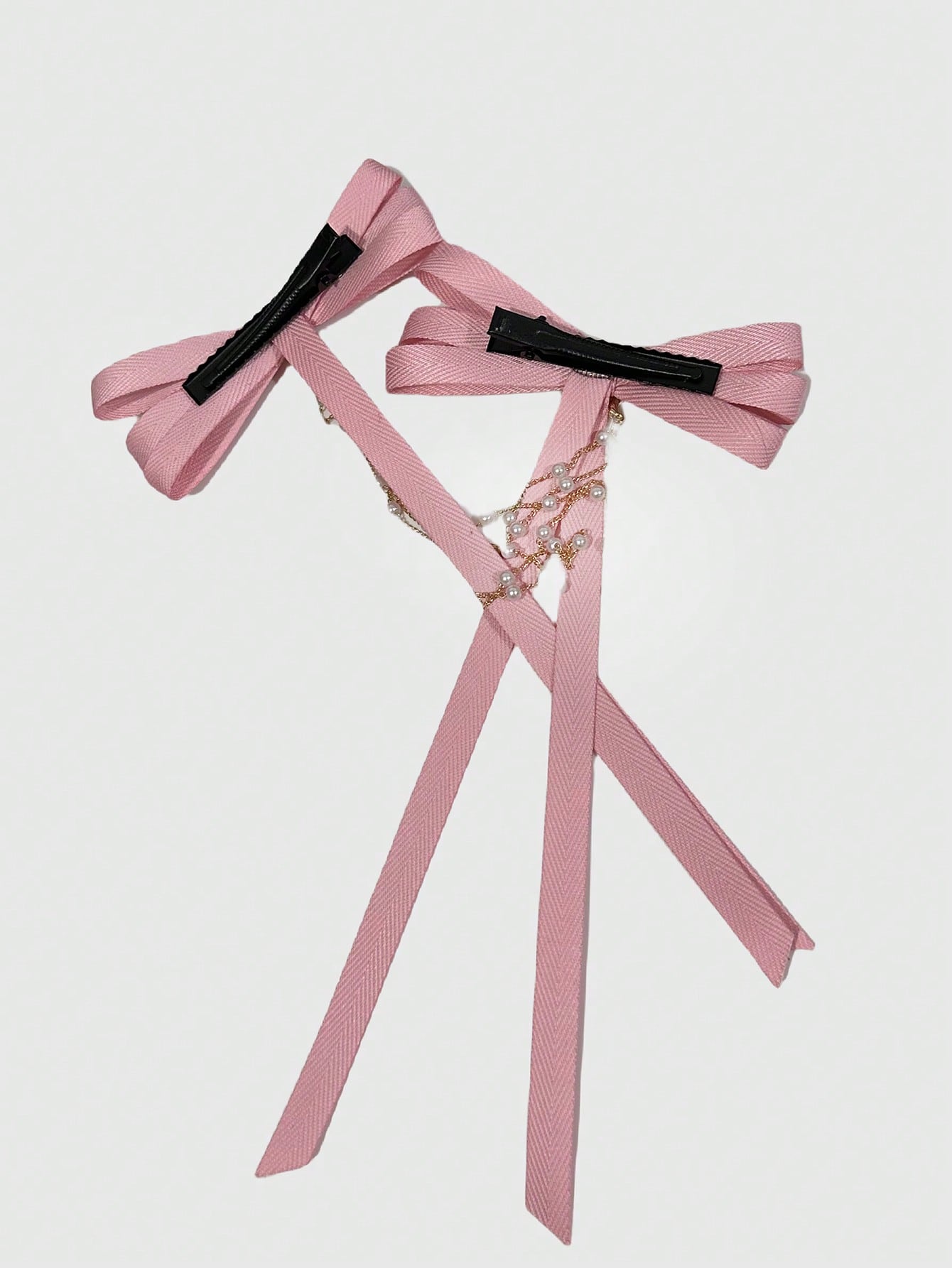Grunge Punk Pink Butterfly Pearl Chain Hair Clip, Suitable For Daily Hair Decoration
