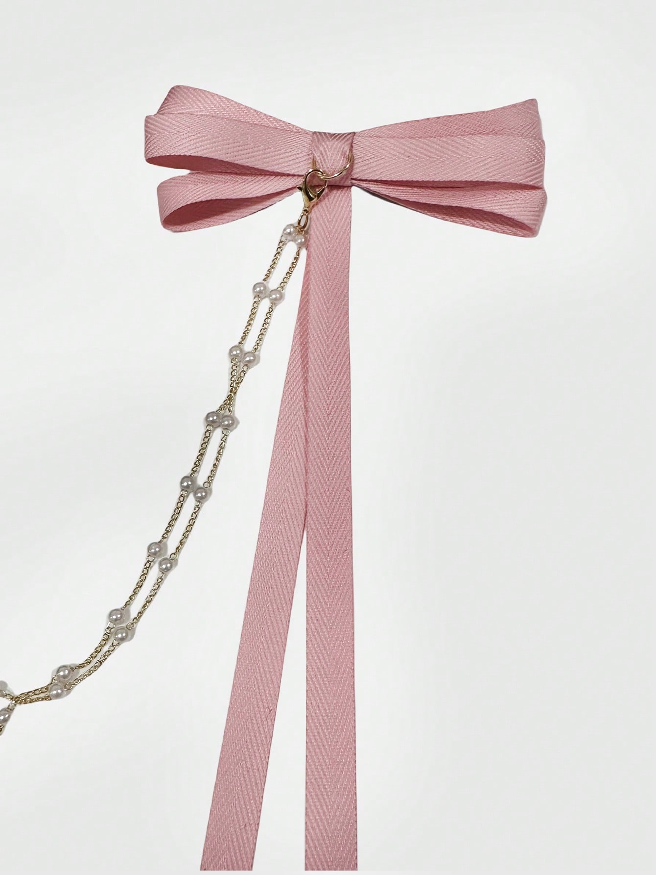 Grunge Punk Pink Butterfly Pearl Chain Hair Clip, Suitable For Daily Hair Decoration