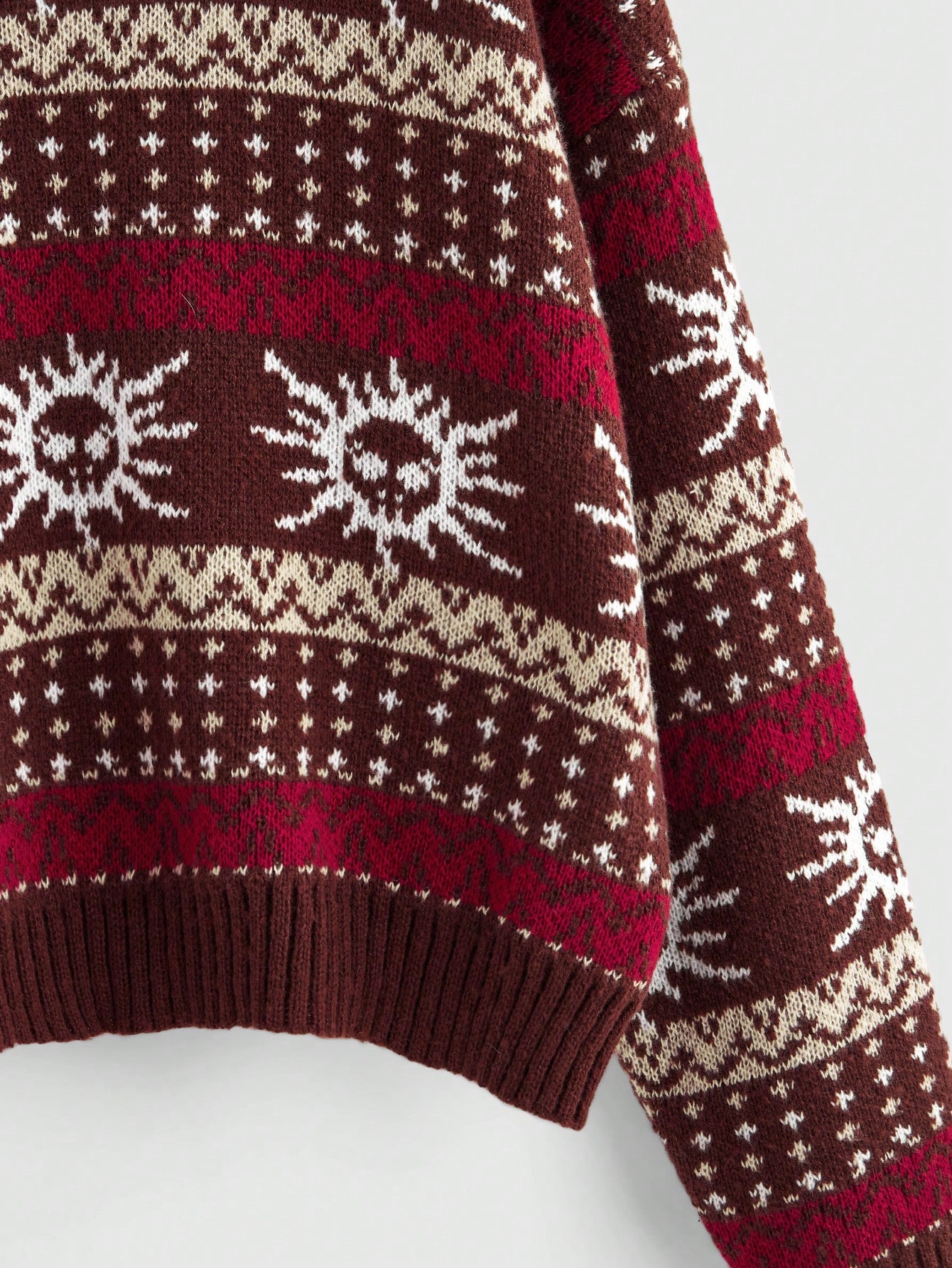 Fairycore Women Vintage Skeleton Jacquard Knit Crew Neck Long Sleeve Sweater, Autumn/Winter