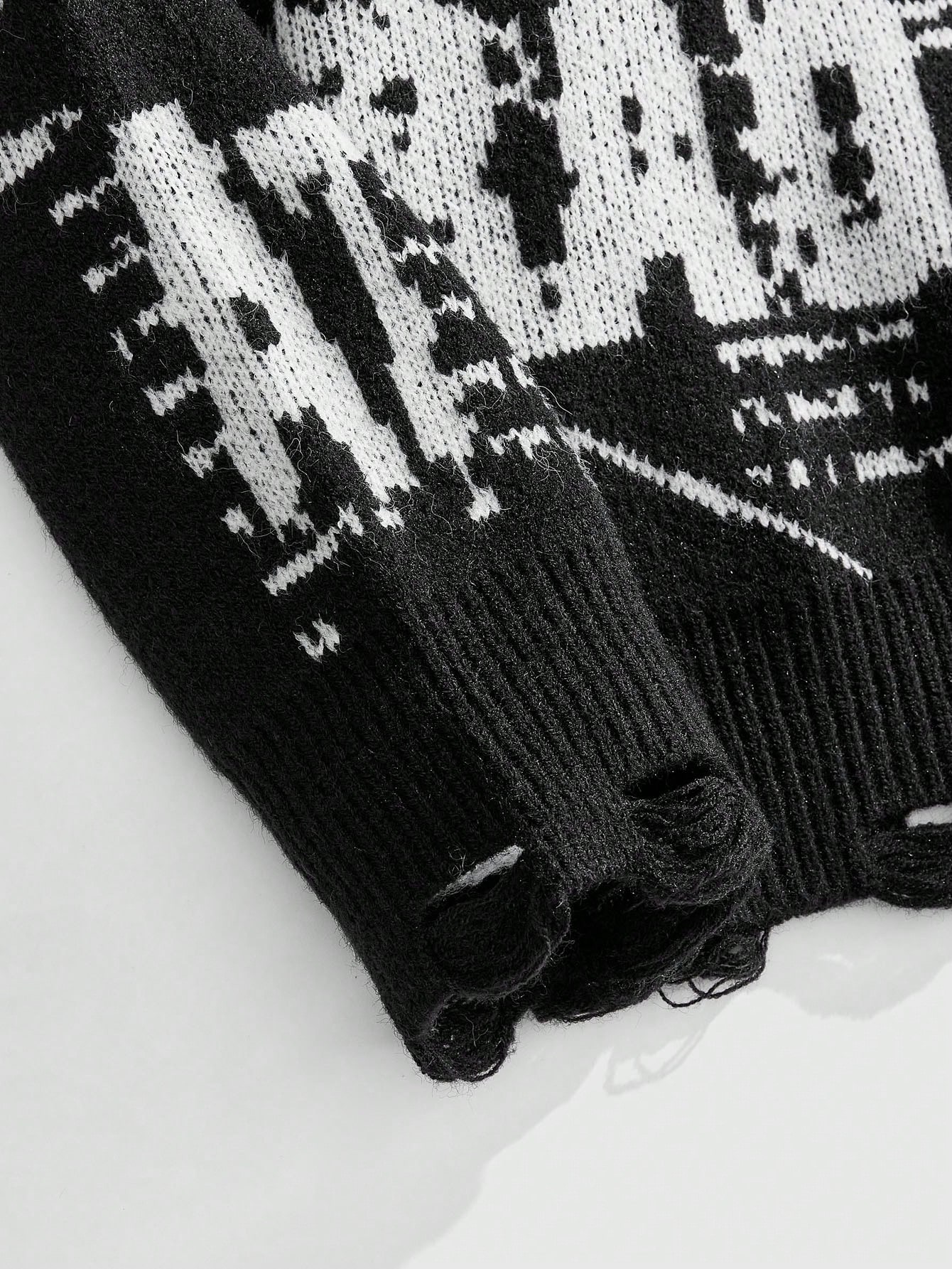 Street Life Men's Casual Letter Jacquard Knit Pullover Sweater, Street Style For Autumn/Winter