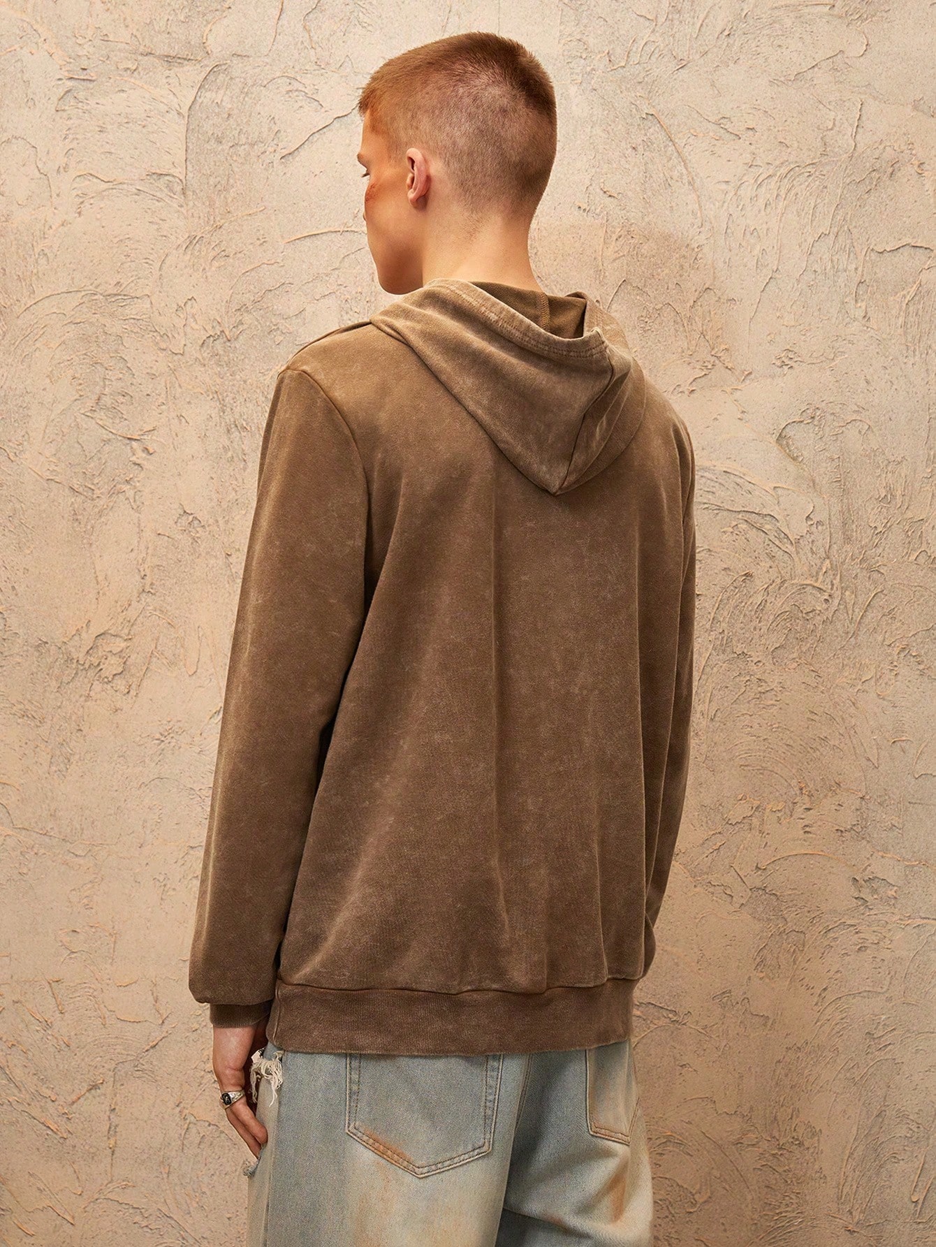Grunge Punk Snowflake & Letter Applique Casual Hooded Sweatshirt