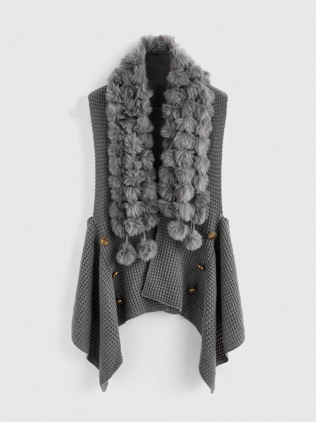 J-Fashion Vintage Fuzzy Ball Detachable Sweater Vest