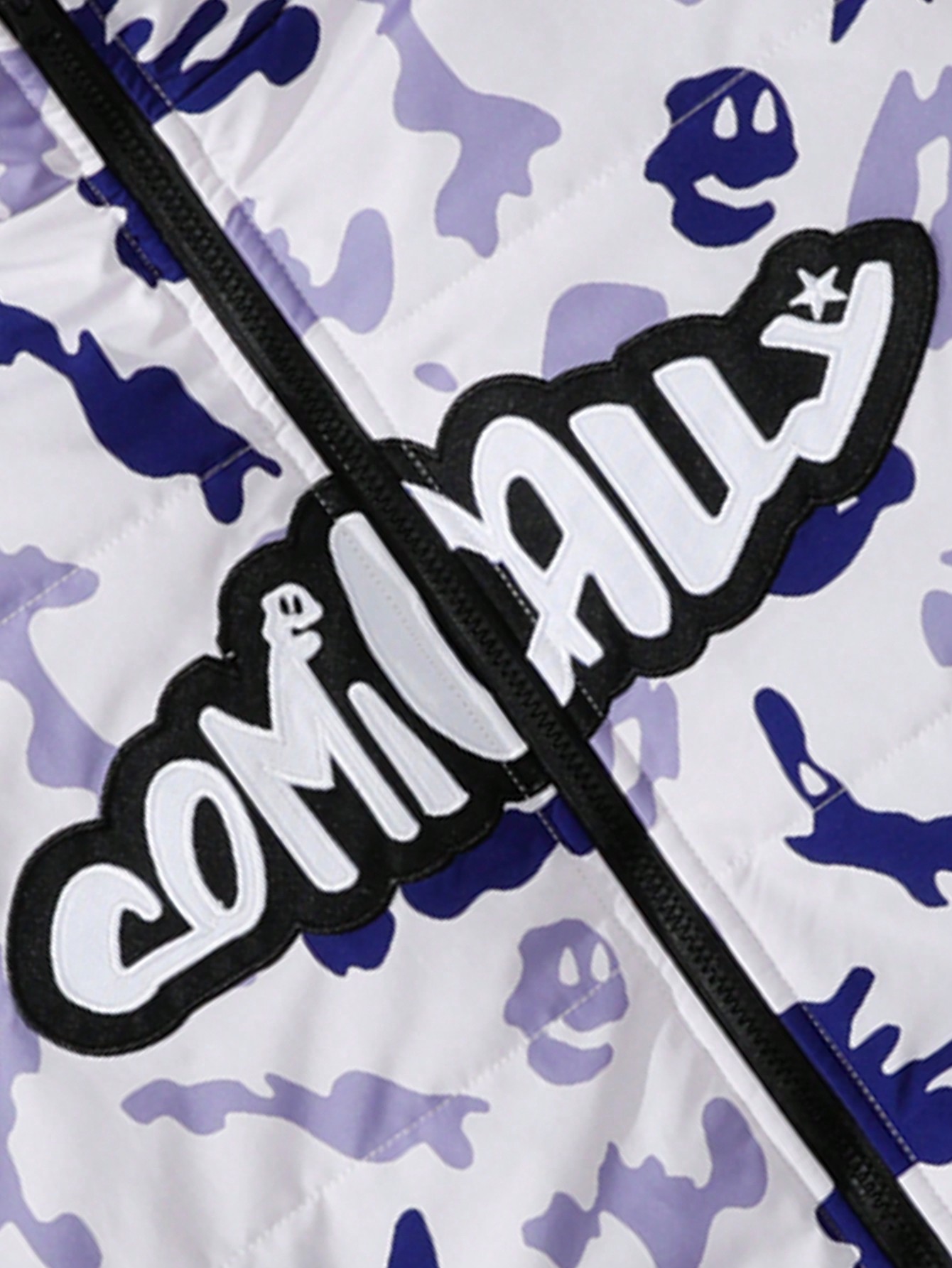 Grunge Punk Men's Winter Letter & Ghost Print Drop Shoulder Hooded Padded Coat