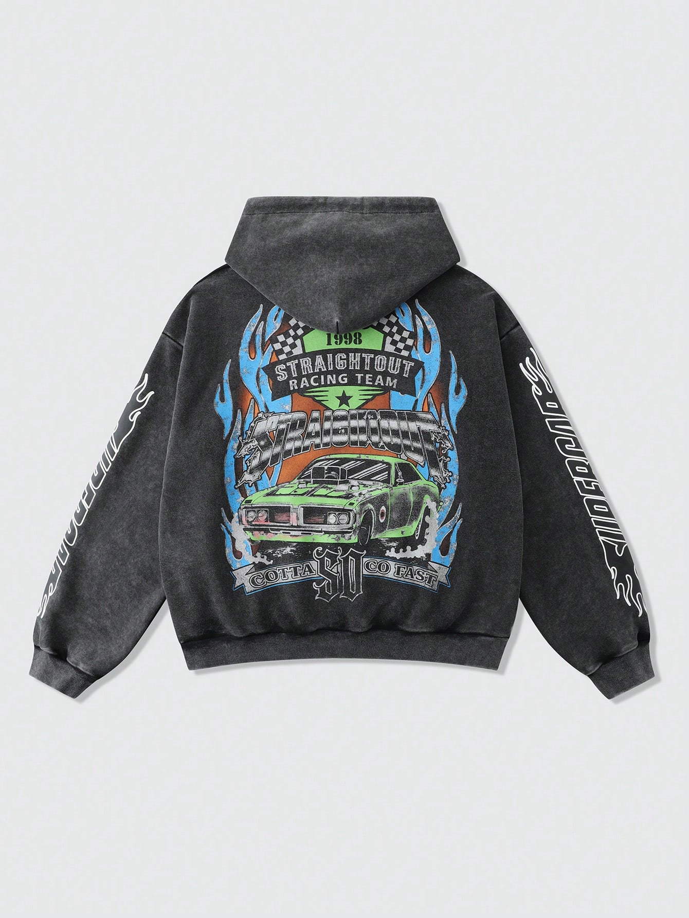 Street Life Men's Casual Racing Letter & Car Print Long Sleeve Hoodie Sweatshirt, Autumn