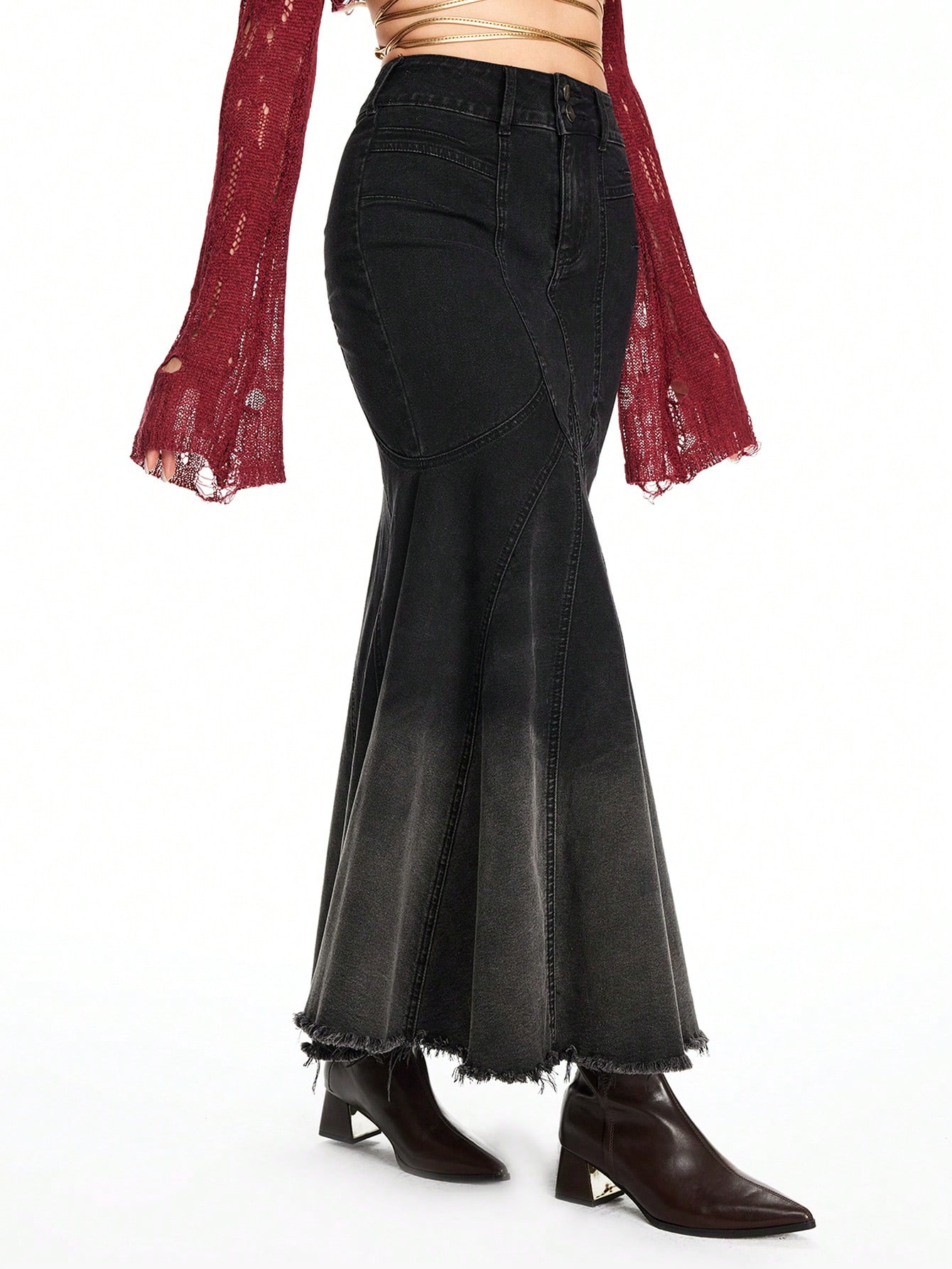 Fairycore Women Y2K Bodycon Fish Tail Split Skirt