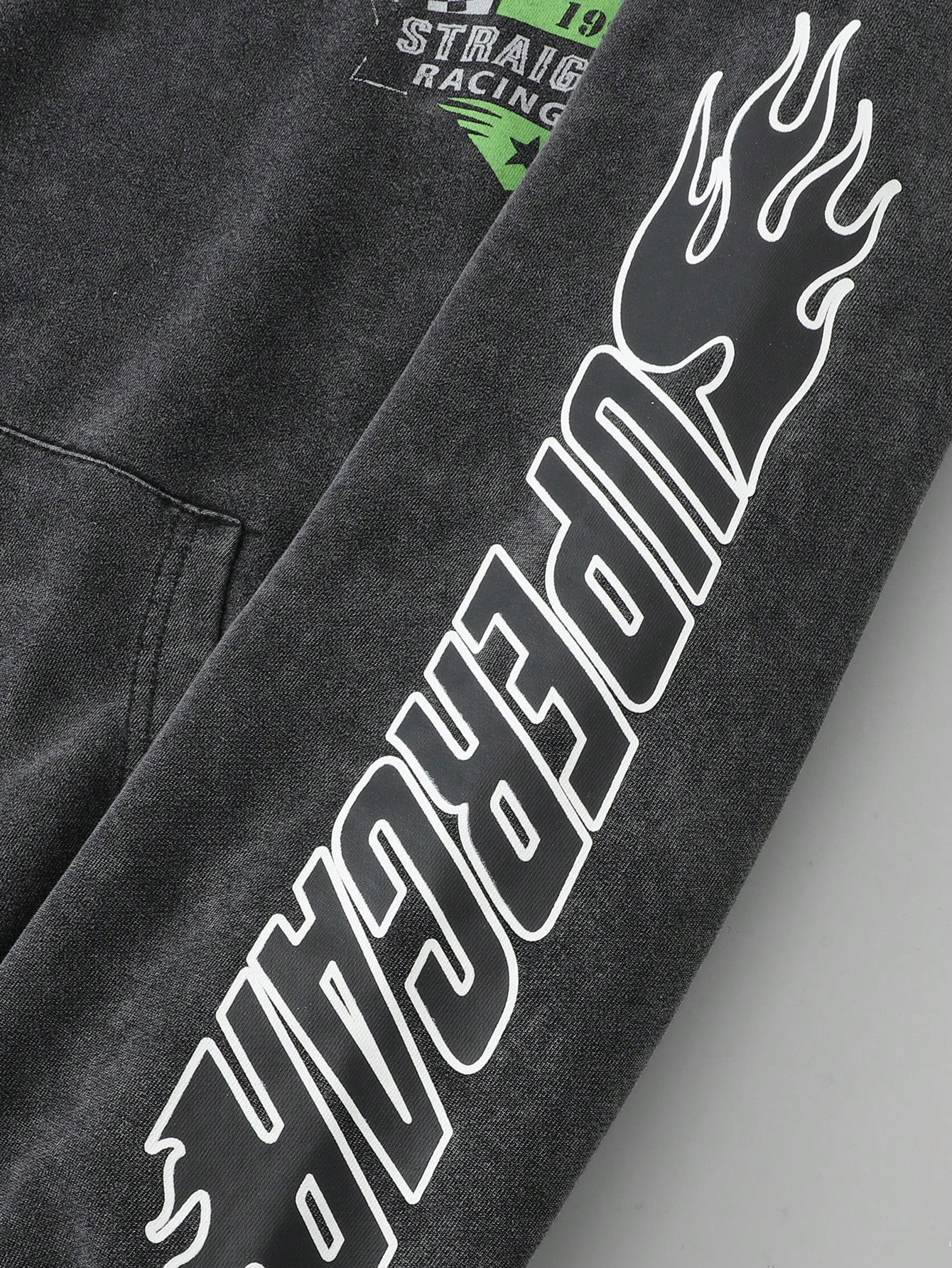 Street Life Men's Casual Racing Letter & Car Print Long Sleeve Hoodie Sweatshirt, Autumn