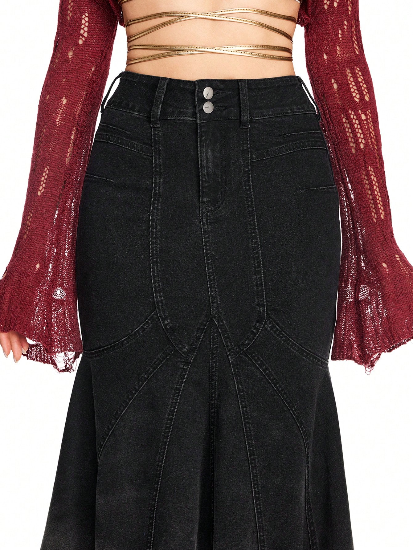 Fairycore Women Y2K Bodycon Fish Tail Split Skirt