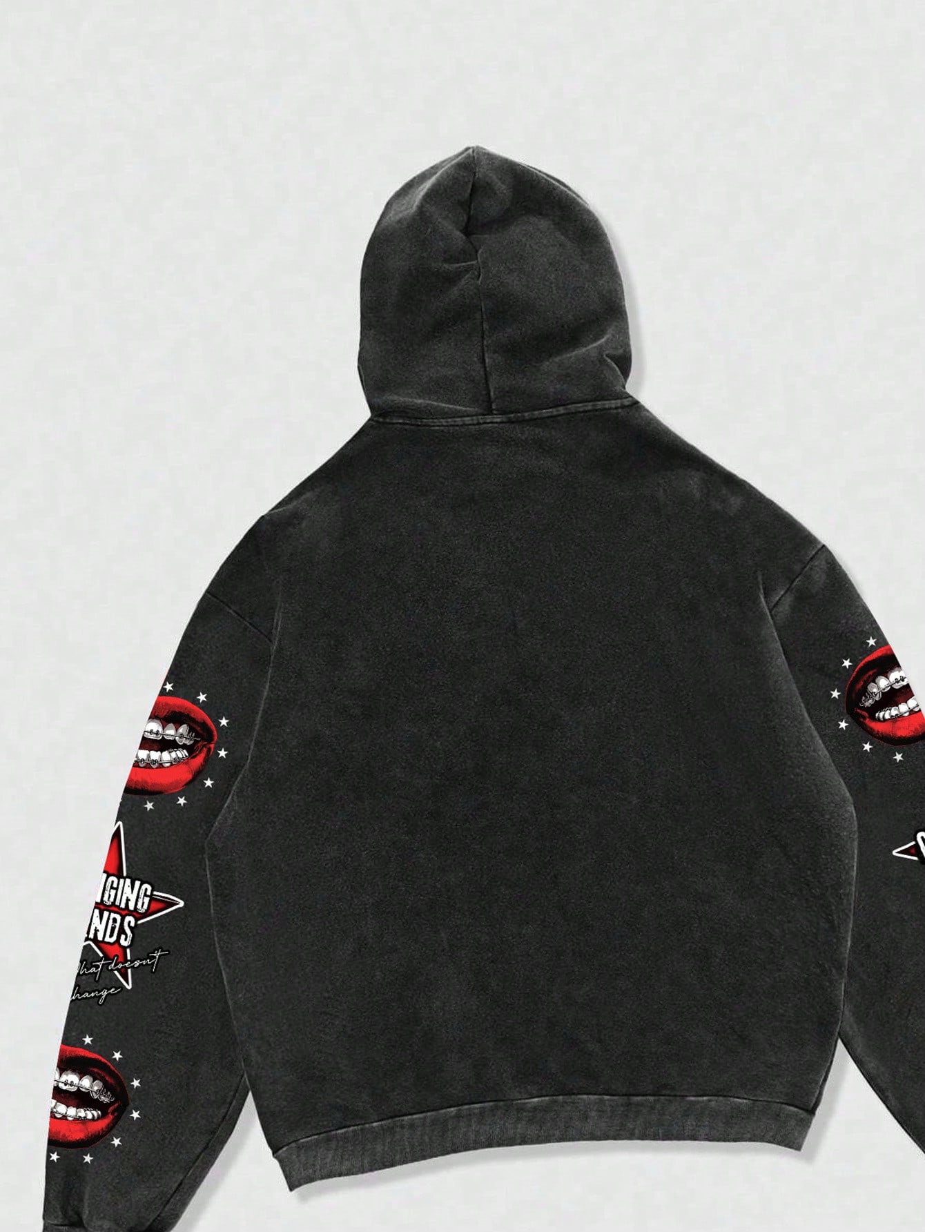 Street Life Men's Printed Graphic Washed & Distressed Loose Cropped Hoodie, Streetwear Style