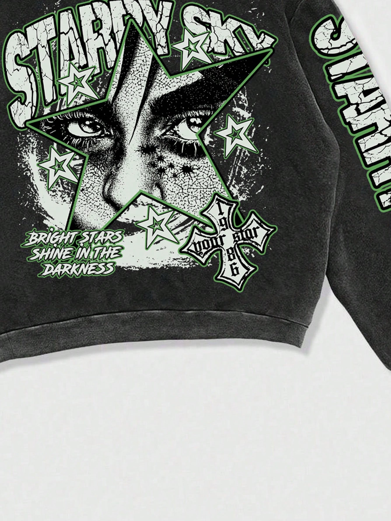 Street Life Men's Distressed Vintage Print Oversized Short Hoodie