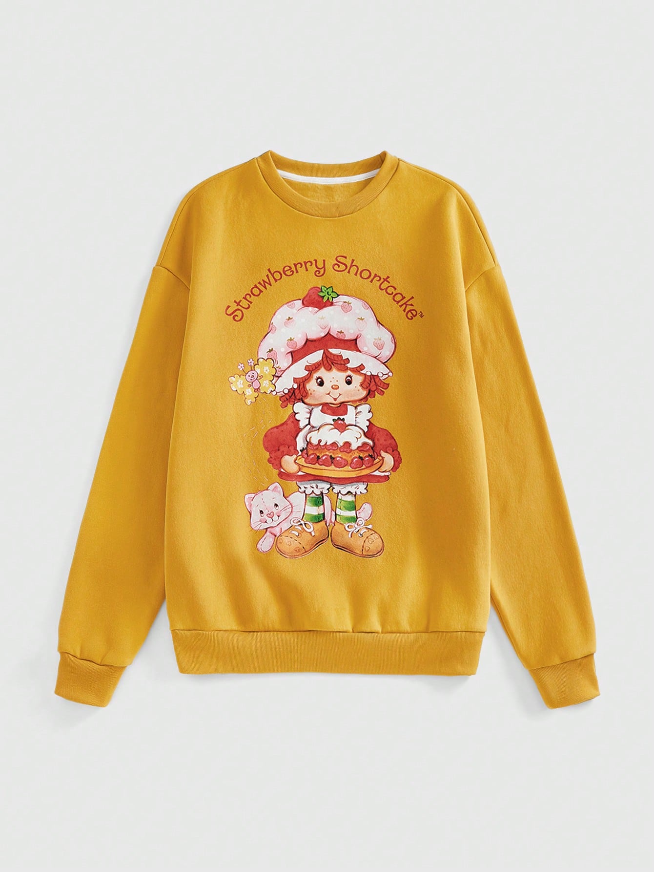 Women Fall Casual Cuter Cartoon Print Thermal Lined Sweatshirt