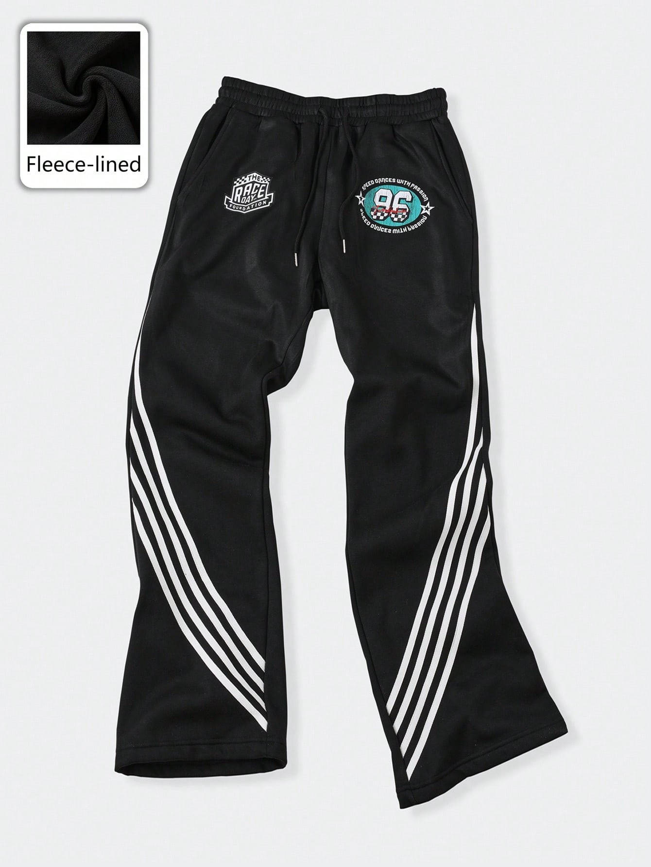 Street Life Men's Layered Flared Sweatpants With Striped Web Tape, Vintage Street Style Sports