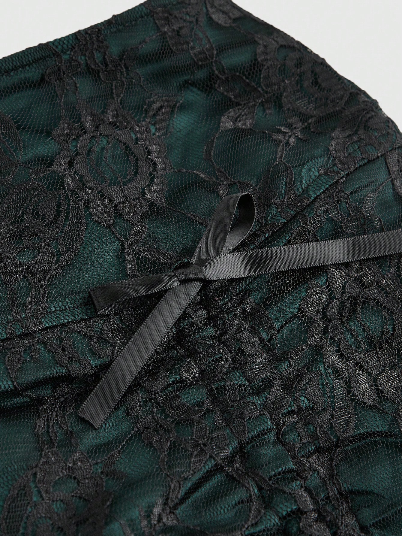 Goth Christmas Vintage Gothic Dark Green And Black Lace Pleated Adjustable Waistline Skirt, Reversible