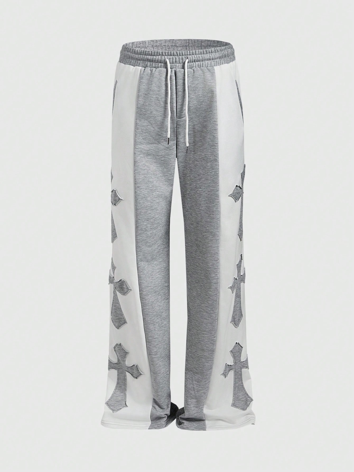 Street Life Men's Cross Graphic Pocket Colorblock Wide Leg Loose Casual Pants
