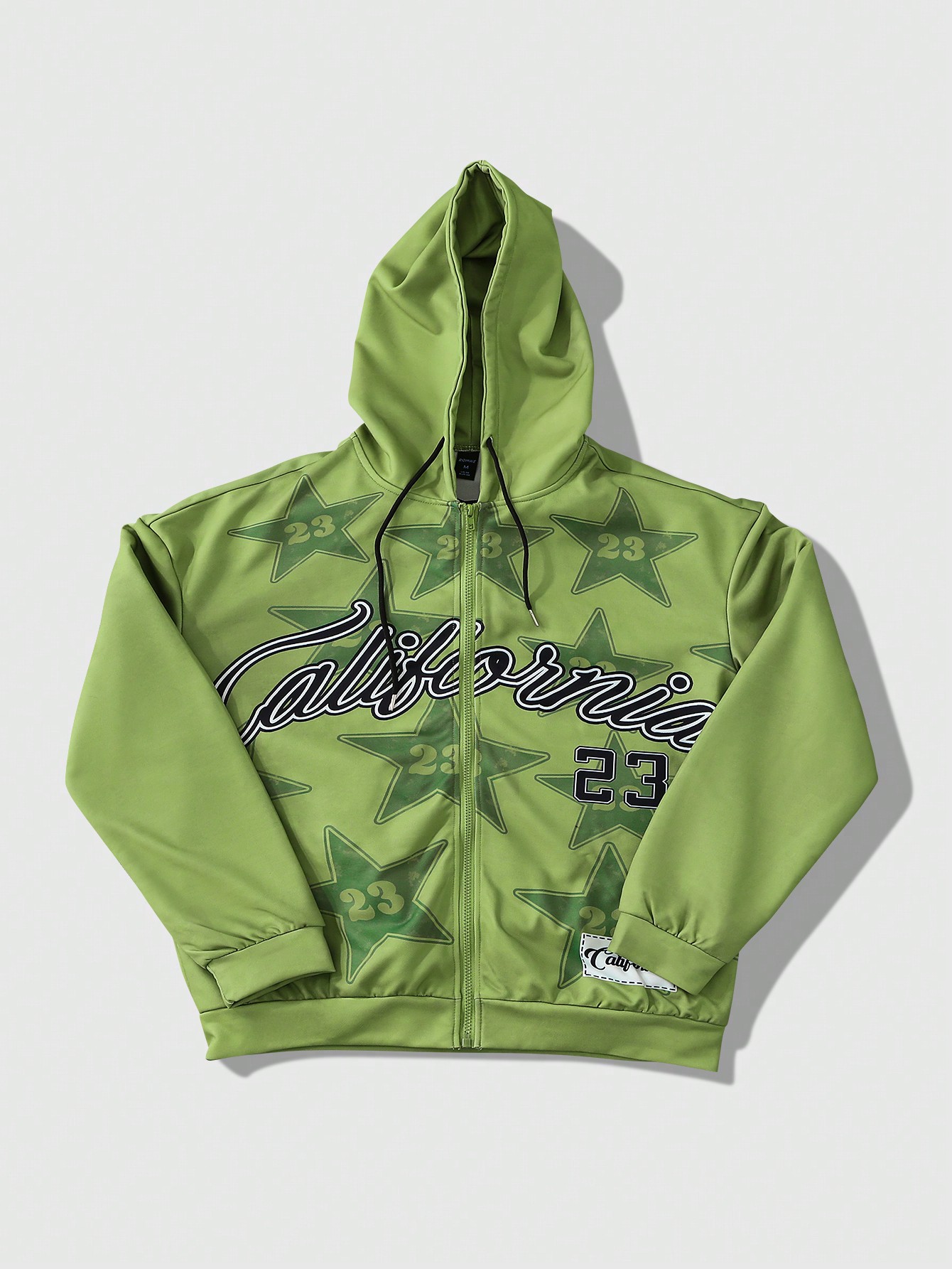 Street Life Men Autumn Letter & Five-Pointed Star Print Long Sleeve Zip Front Hoodie Sweatshirt
