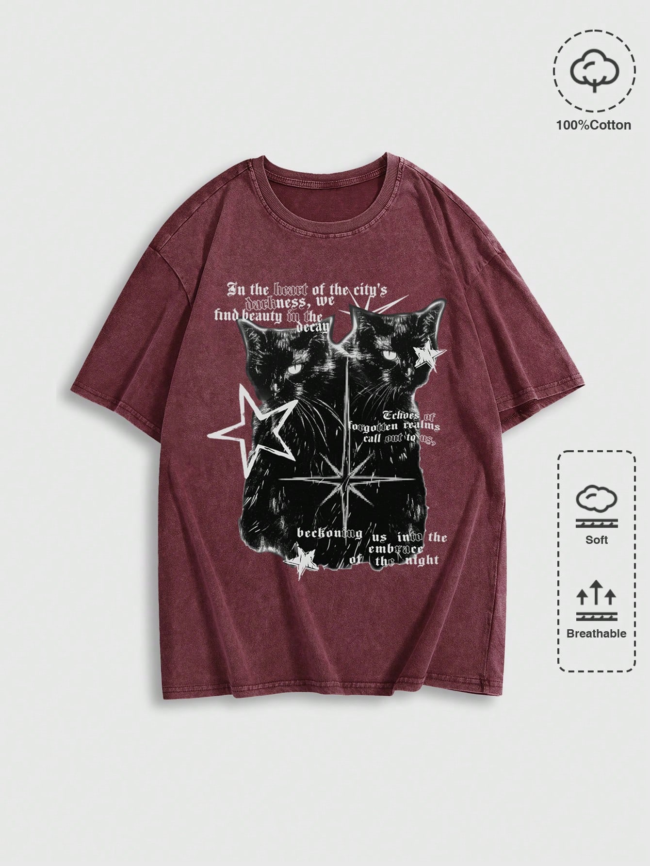 Street Life Men's Casual Cat Slogan Printed Short Sleeve T-Shirt
