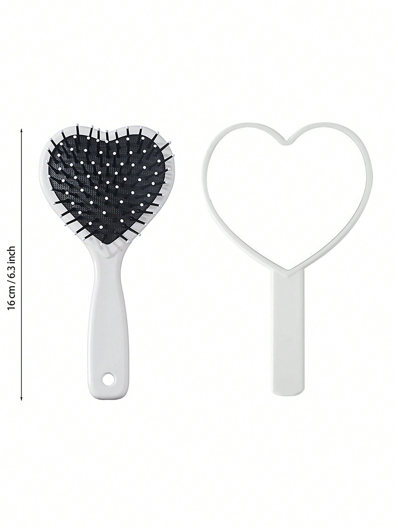 Kawaii 1 Set Bow Heart Plaid Rabbit Design Cute Portable Heart Comb And Heart Mirror Set