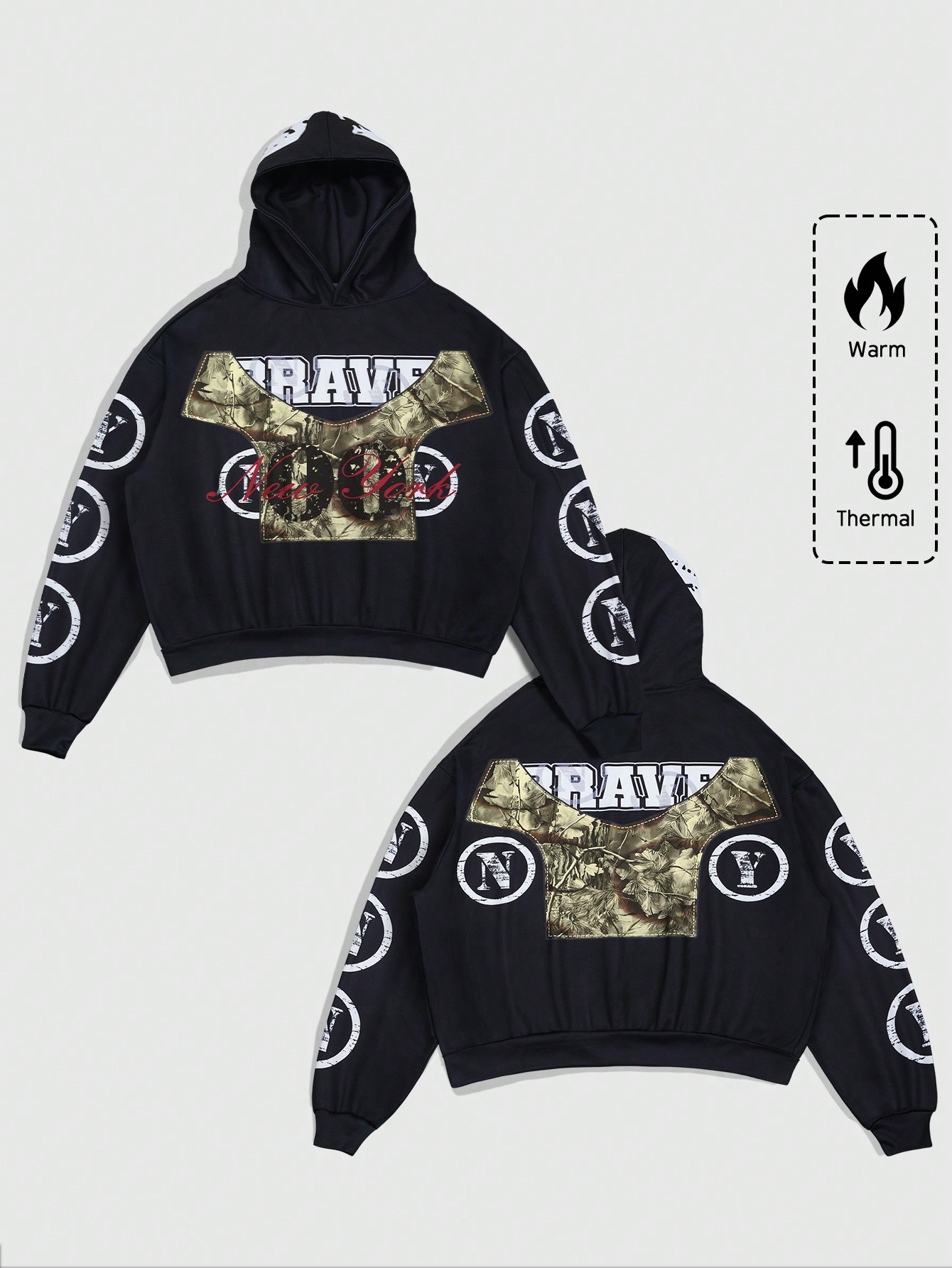 Street Life Men's Letter Print Casual Pullover Hoodie, Simple Design