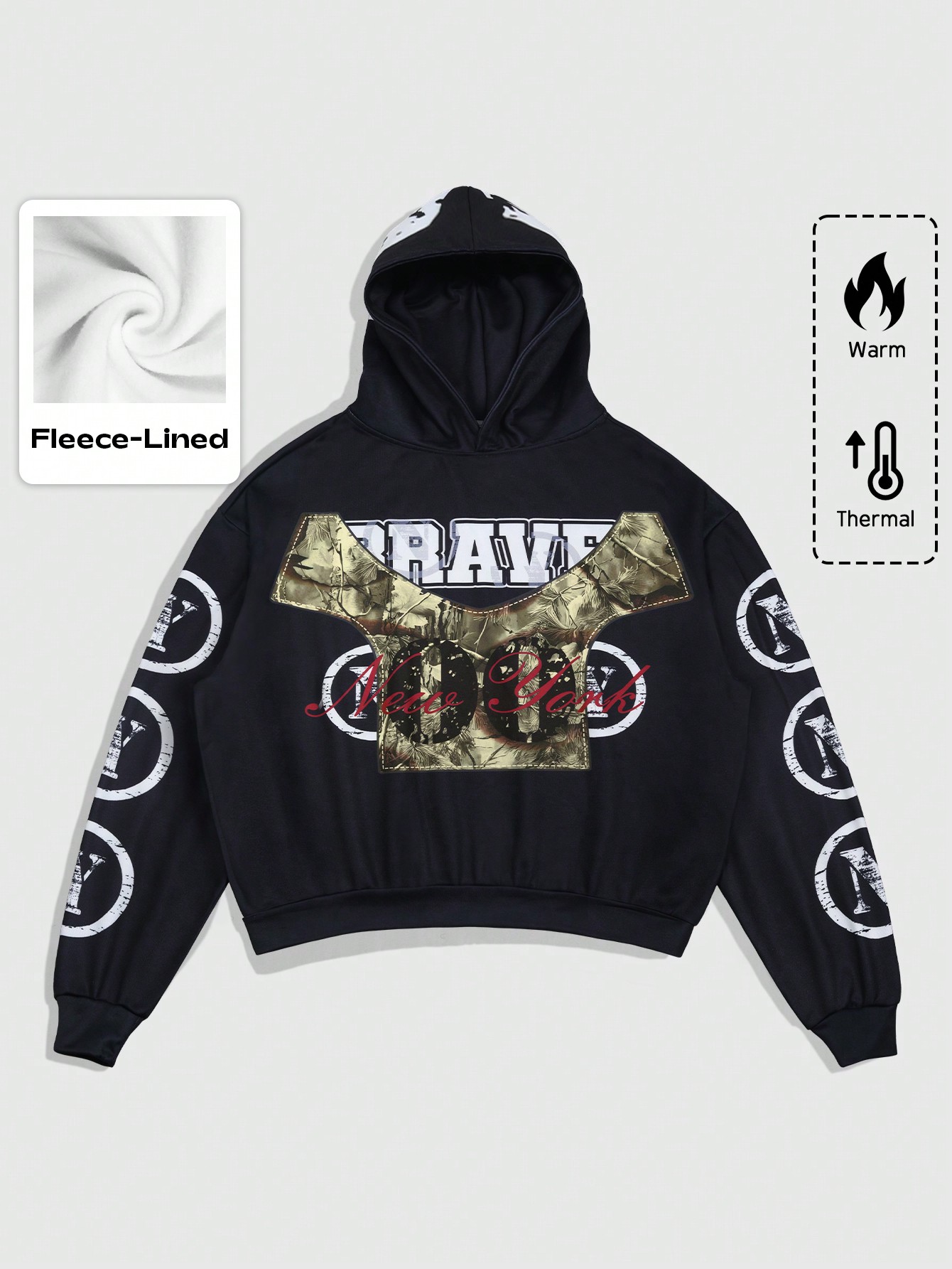 Street Life Men's Letter Print Casual Pullover Hoodie, Simple Design