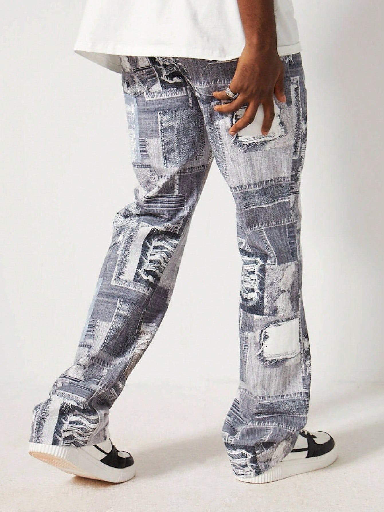 Street Life Men's Vintage Trendy Casual Layered Flare Jeans With Pockets