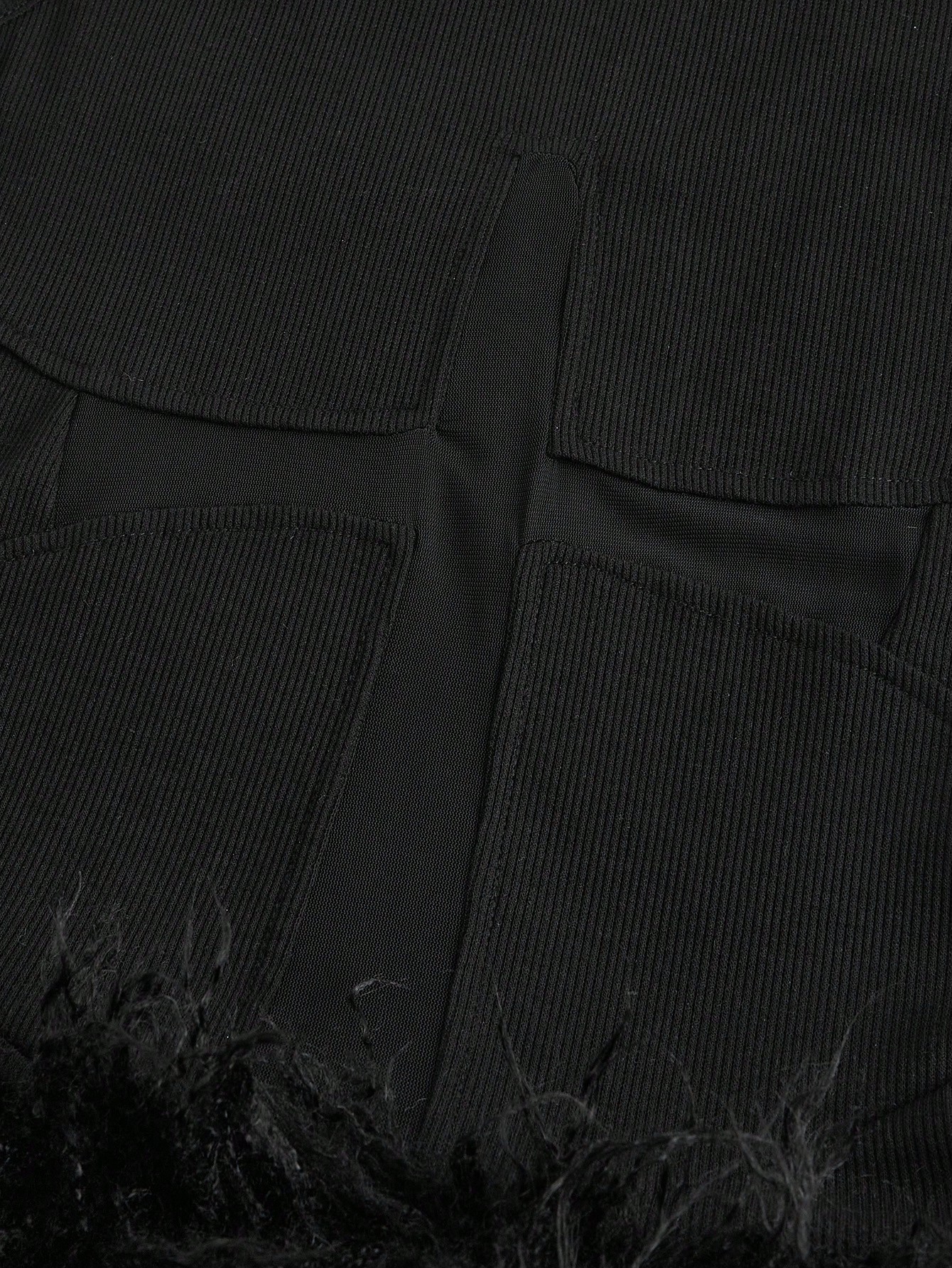 Grunge Punk 2pcs Wild & Sexy Ultra-Short Fluffy Collar Vest