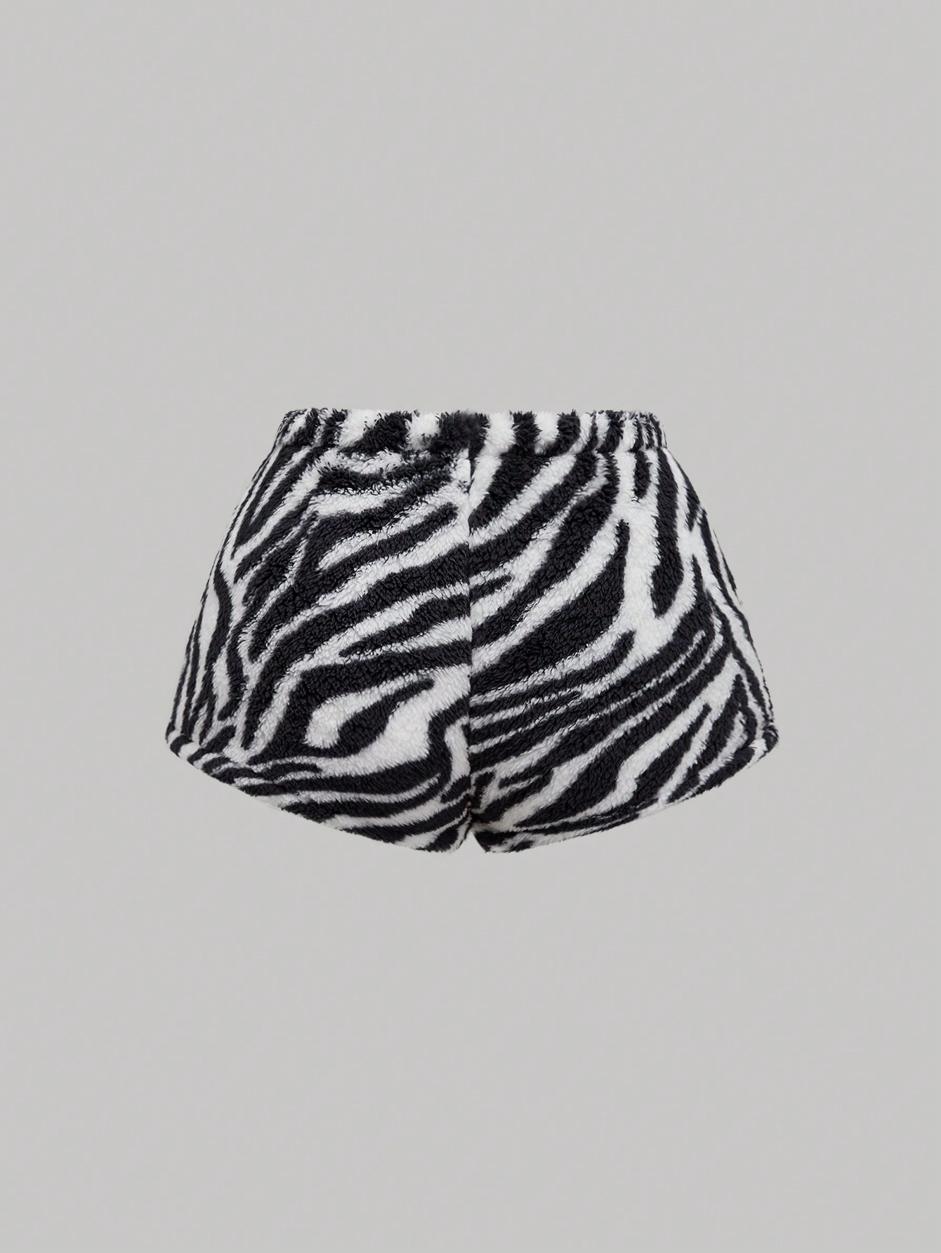 J-Fashion Y2K Zebra Print Rhinestone Plush Camisole And Shorts 2pcs Set For Women, Casual Loungewear