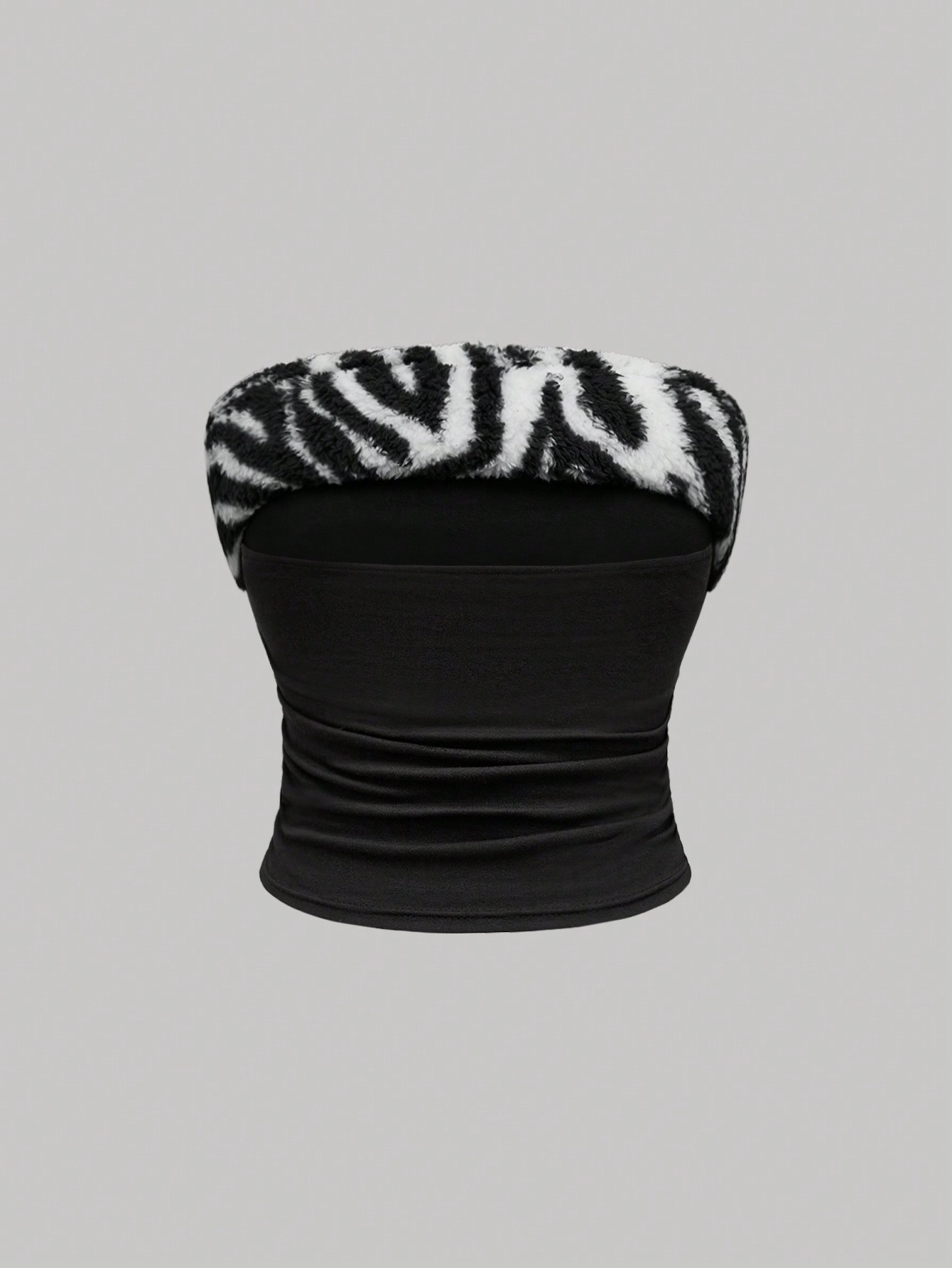 J-Fashion Y2K Zebra Print Rhinestone Plush Camisole And Shorts 2pcs Set For Women, Casual Loungewear