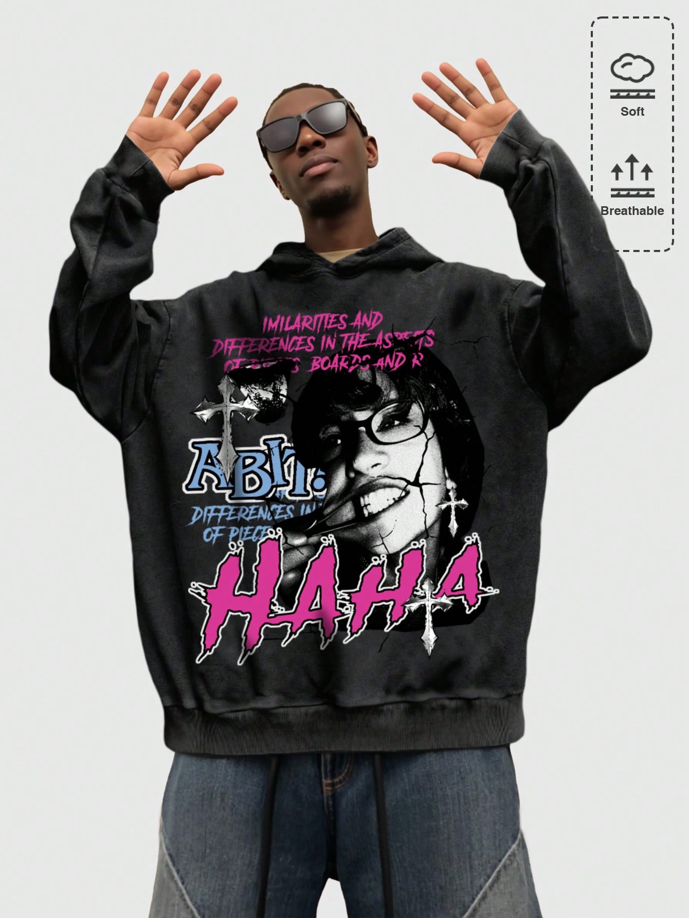 Street Life Snowflake Pattern Print Pullover Hoodie With Long Sleeve