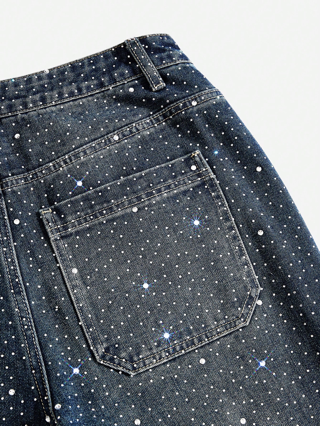 Street Life Sparkling Diamond Embellished Flare Leg Men's Jeans