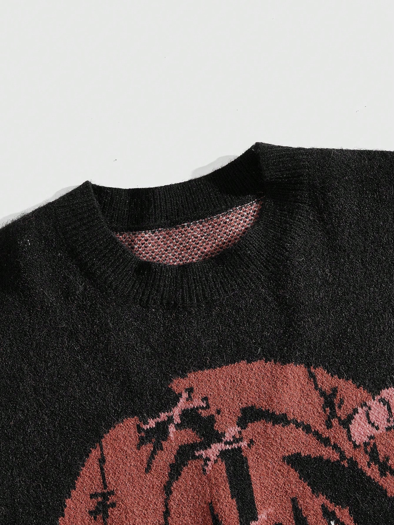 Anime Men's Round Neck Long Sleeve Casual Sweater With Minimalist Human Figure Pattern