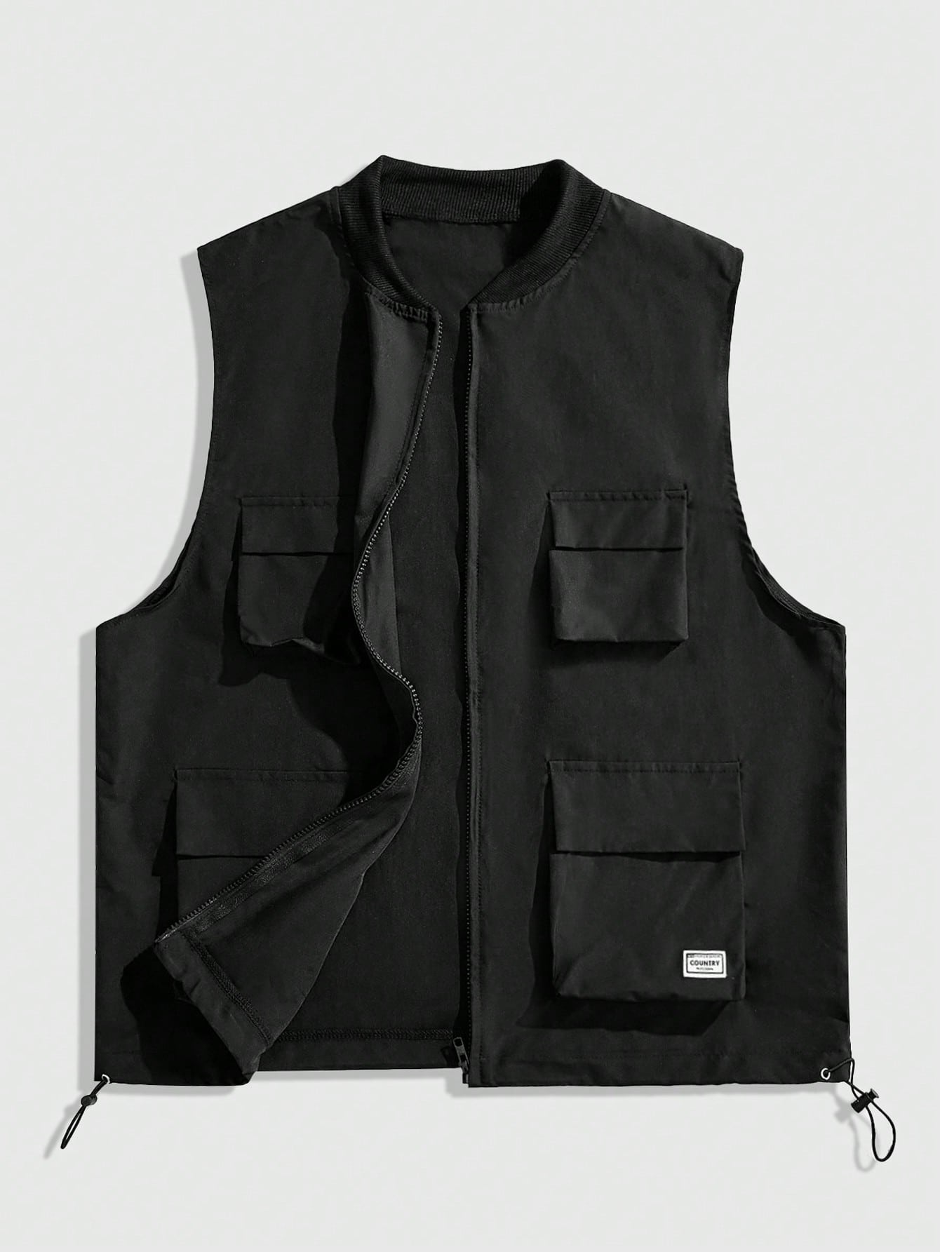 Street Life 1pc Men's Casual Fashion Zip-Up Flap Pocket Vest For Summer