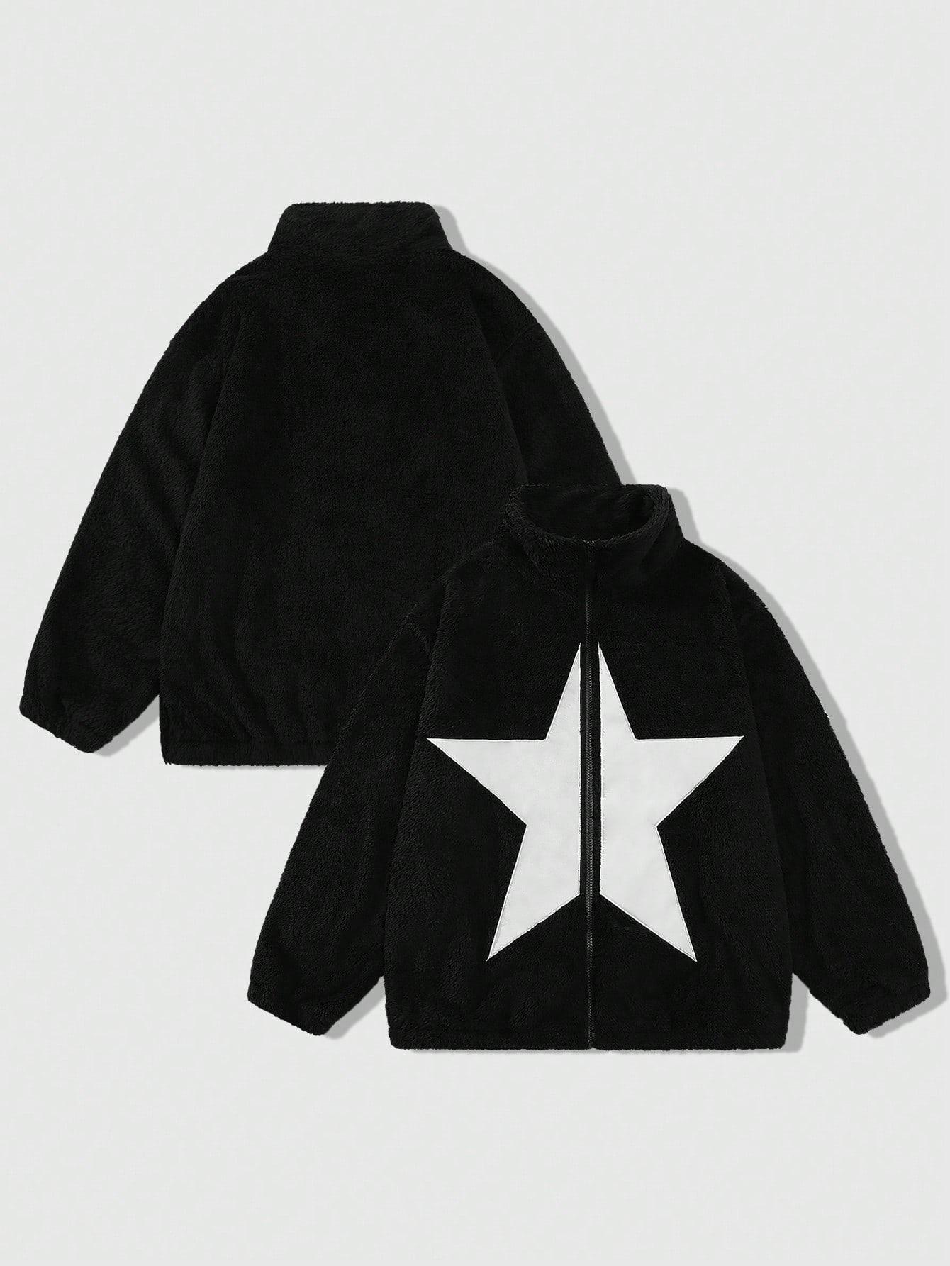 Street Life Men's Casual Contrast Color Stars Fleece Jacket, Autumn/Winter