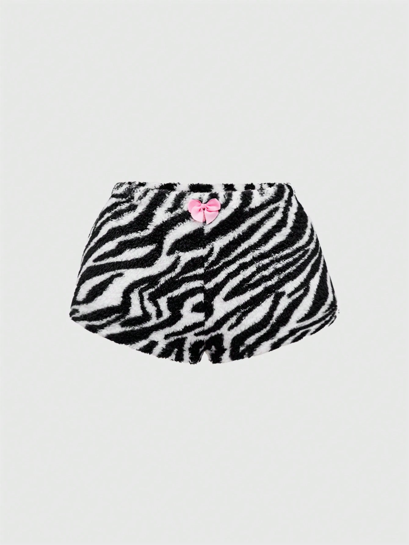 J-Fashion Y2K Zebra Print Rhinestone Plush Camisole And Shorts 2pcs Set For Women, Casual Loungewear