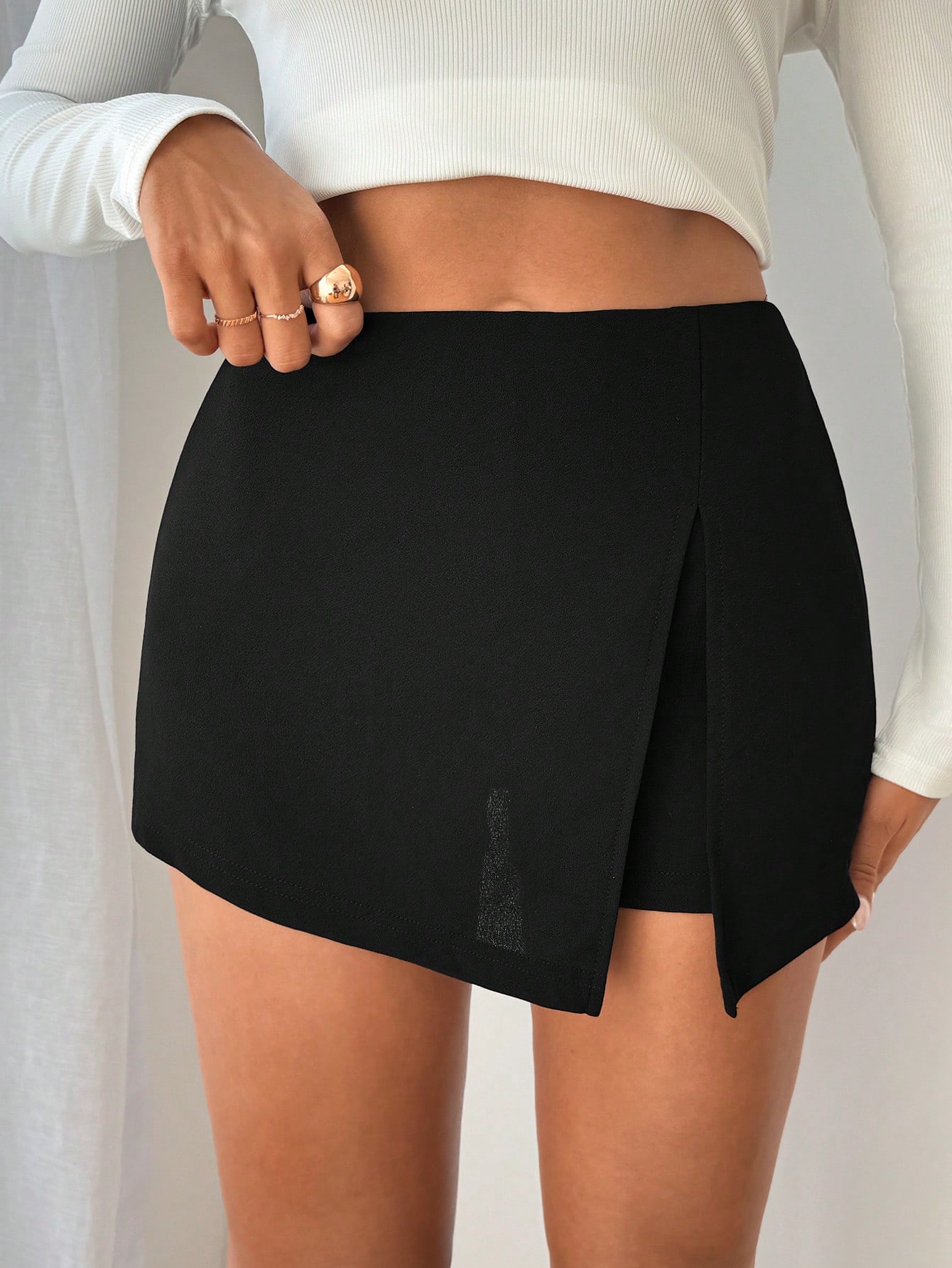SHEIN Short-Saia Com Cintura Elástica E Fenda Frontal