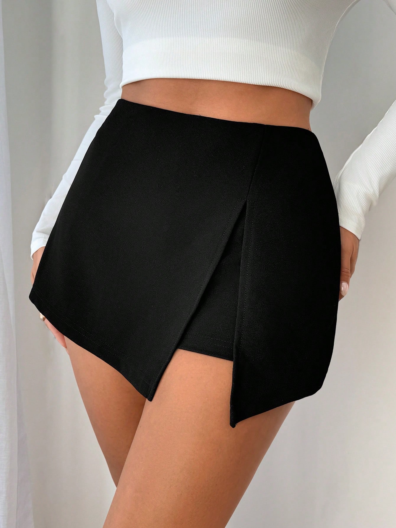 SHEIN Short-Saia Com Cintura Elástica E Fenda Frontal