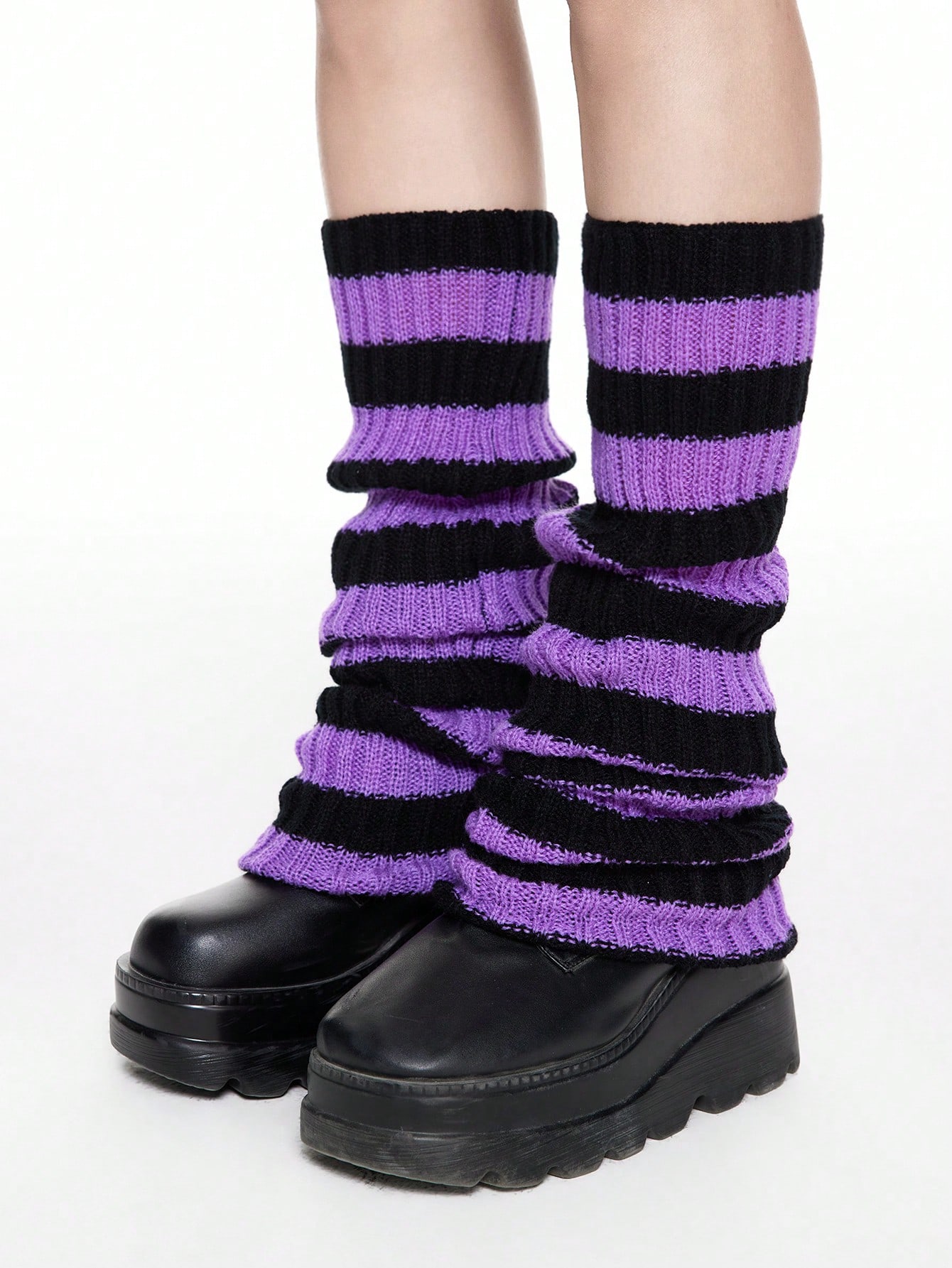 Anime 1 Pair Women Thigh High Striped Leg Warmers, 60cm Length, Suitable For All Seasons