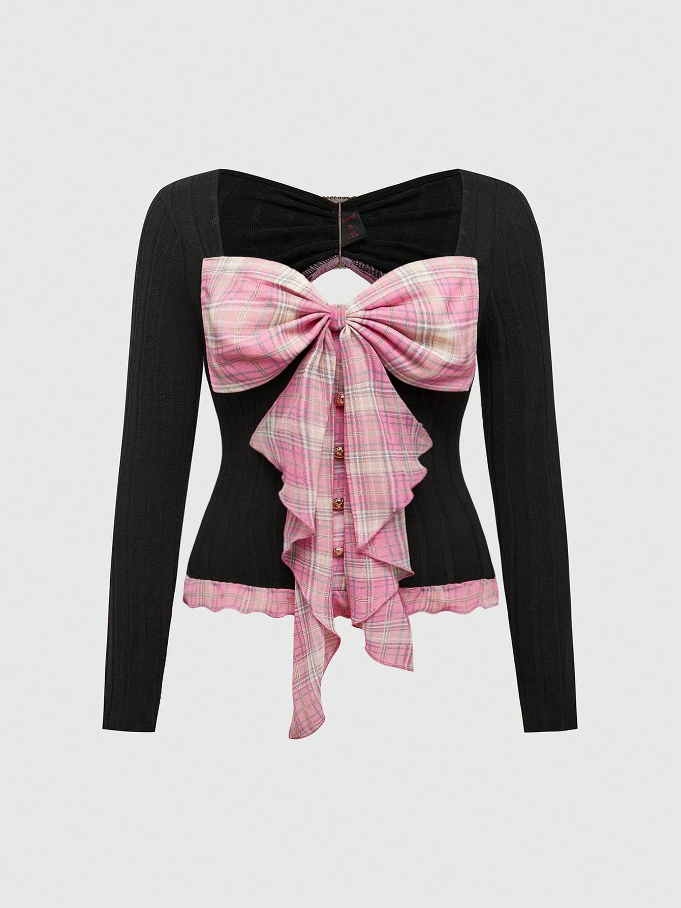 J-Fashion Plus Size Women Y2K Himekaji Babe Plus Size Bowknot 2 In 1 Shirt